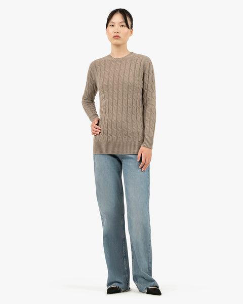 Essential Cable Knit Sweater - Taupe Cashmere