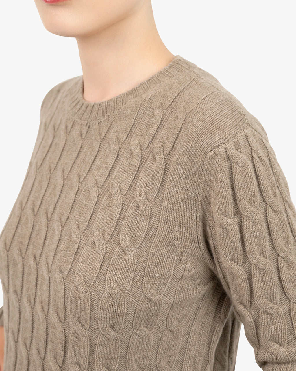 Essential Cable Knit Sweater - Taupe Cashmere