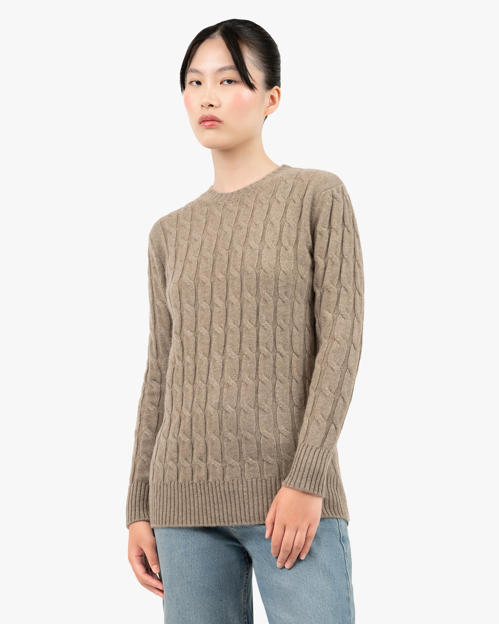 Essential Cable Knit Sweater - Taupe Cashmere