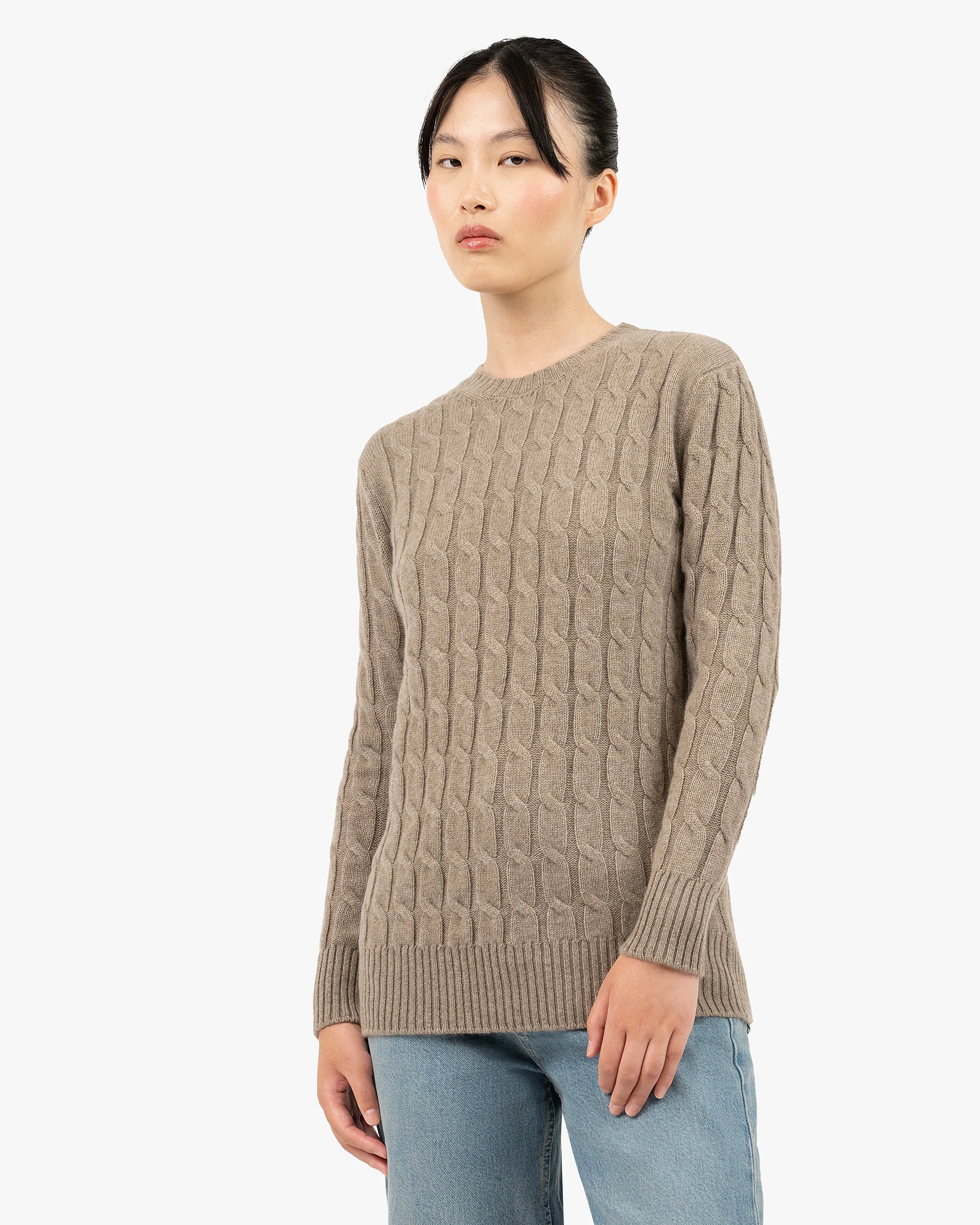 Essential Cable Knit Sweater - Taupe Cashmere
