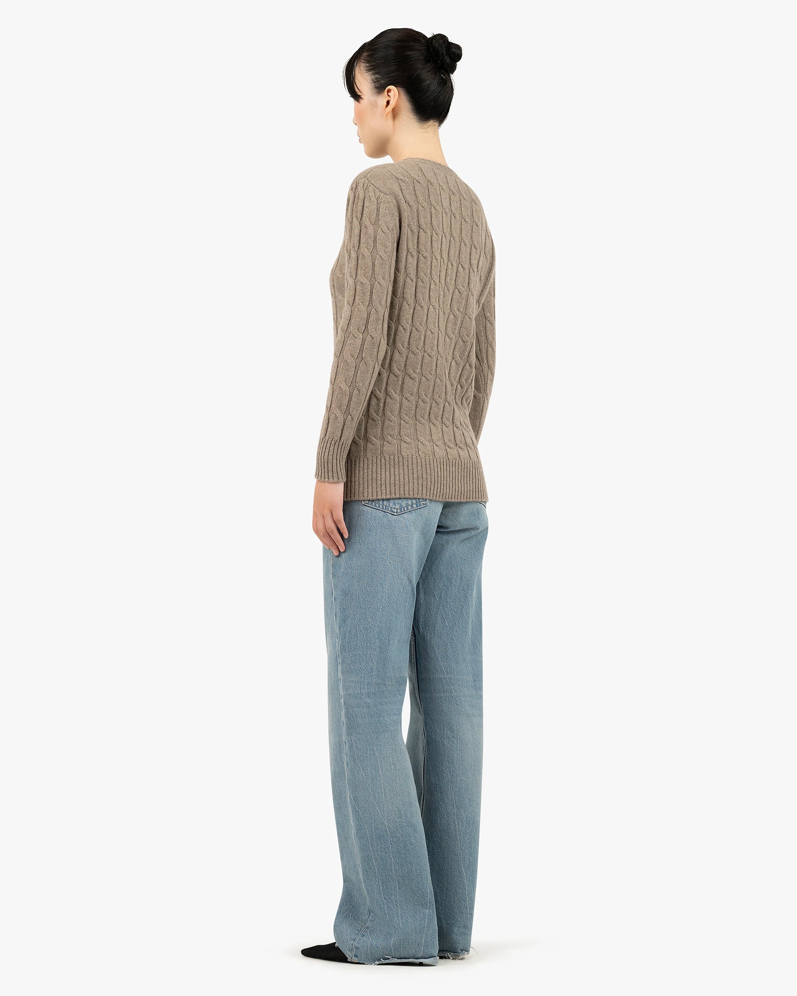 Essential Cable Knit Sweater - Taupe Cashmere