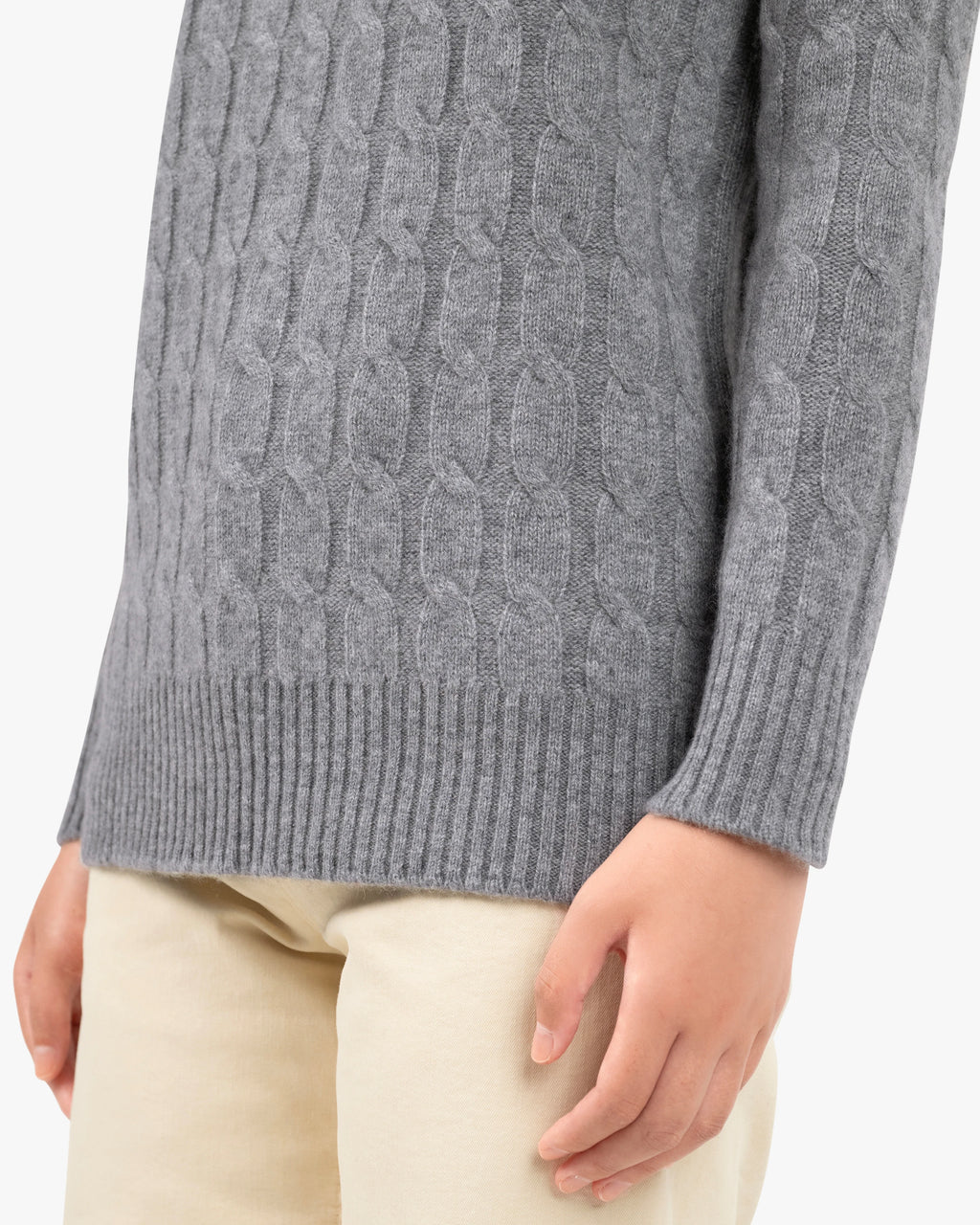 Essential Cable Knit Sweater - Medium Grey Cashmere