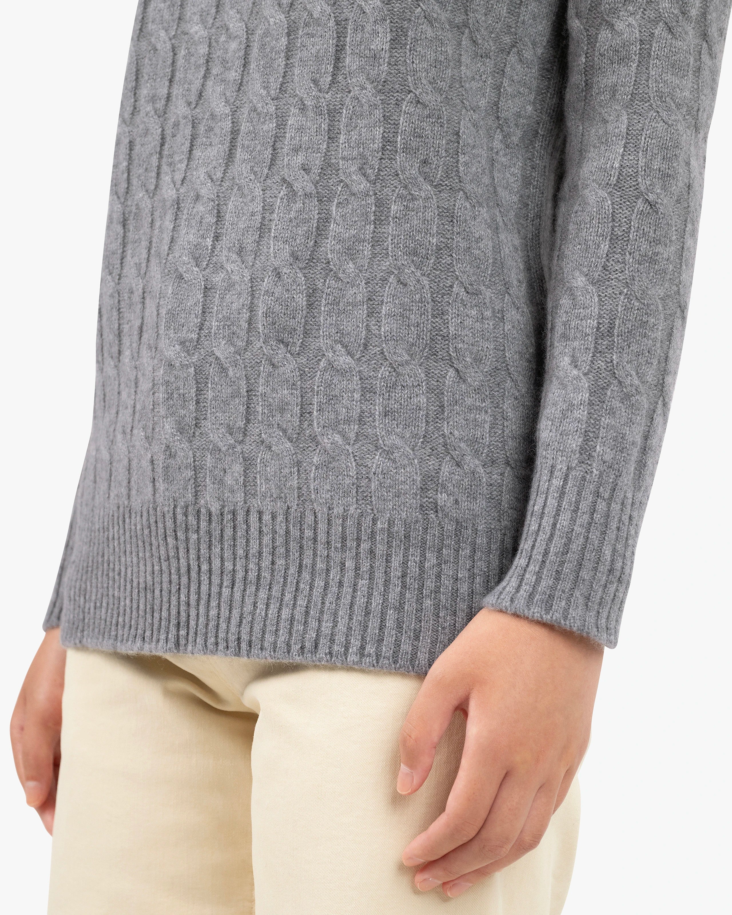 Essential Cable Knit Sweater - Medium Grey Cashmere