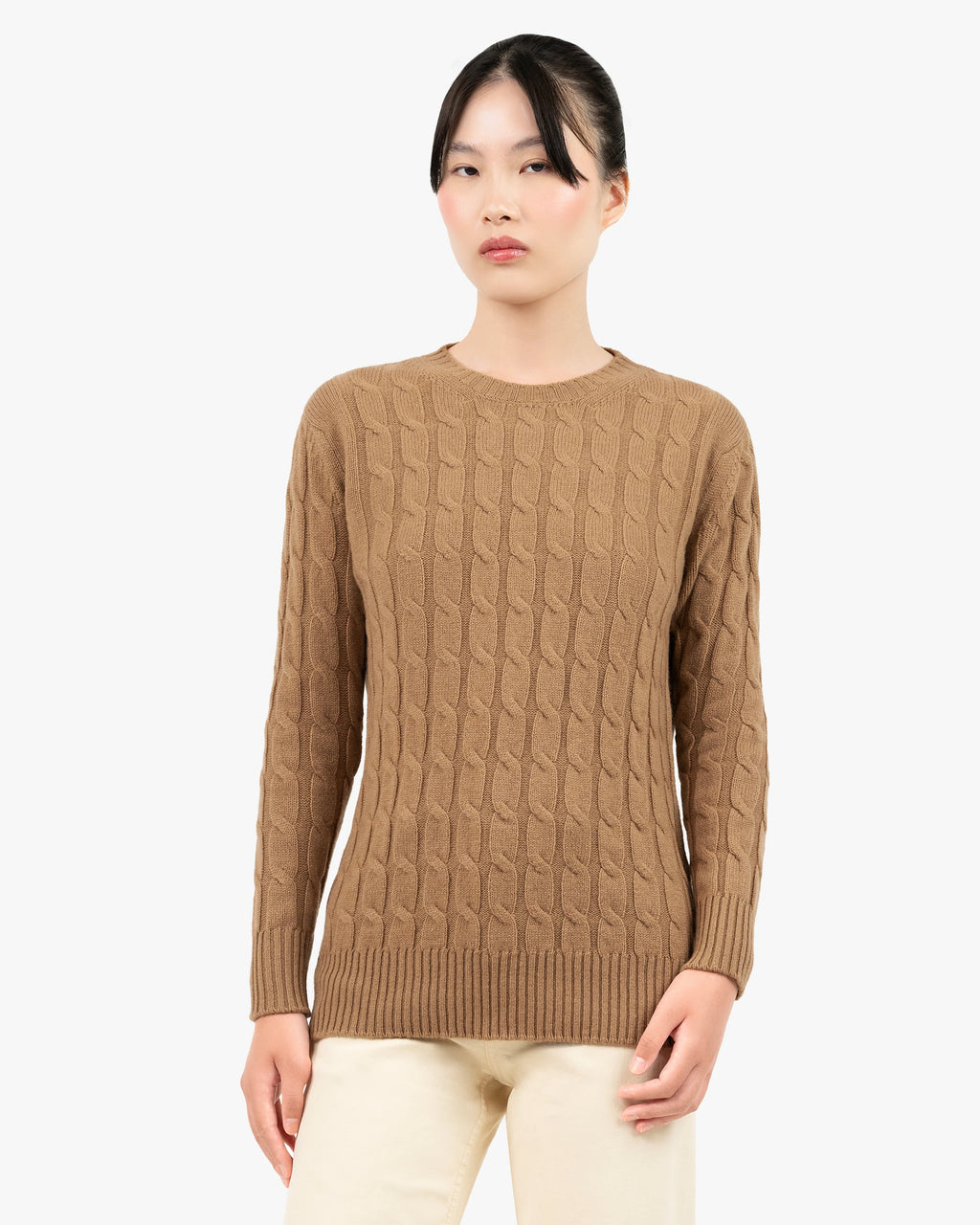 Essential Cable Knit Sweater - Camel Cashmere