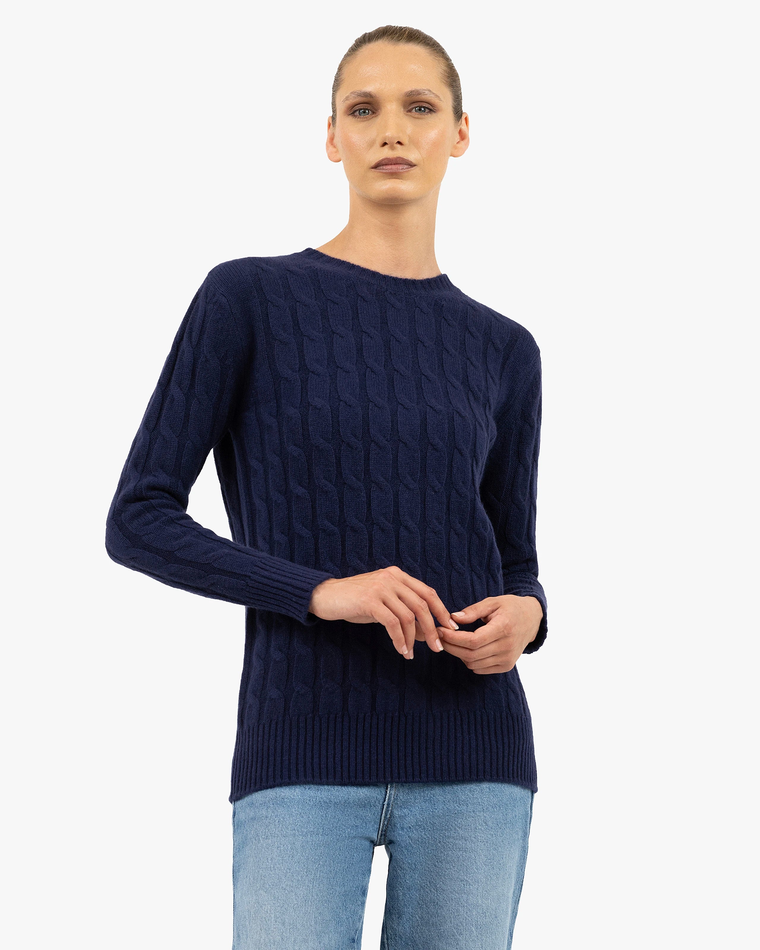 Essential Cable Knit Sweater - Blue Cashmere