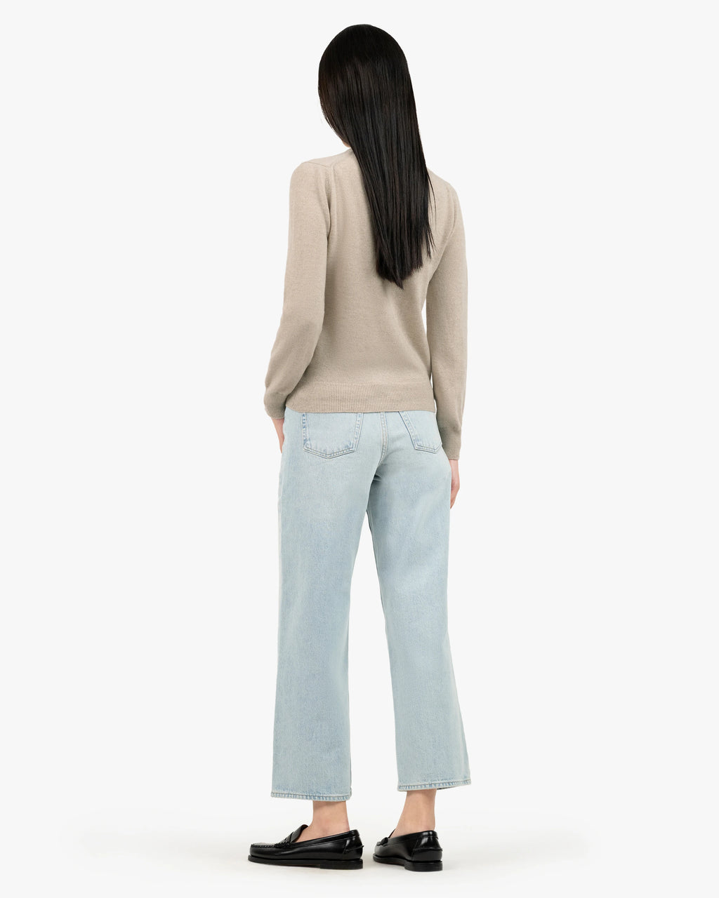Essential Crew Neck Cardigan - Beige Cashmere