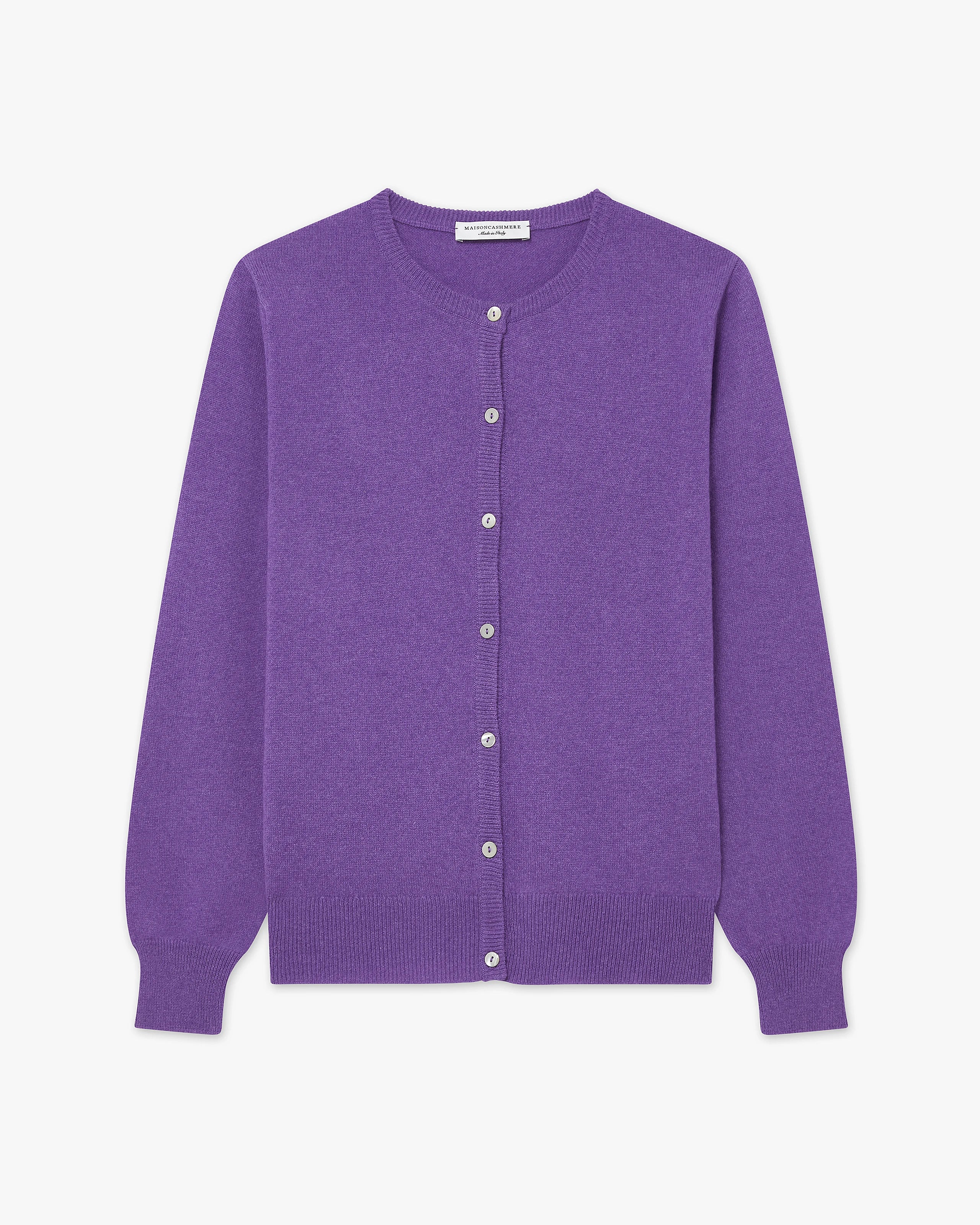 Essential Crew Neck Cardigan - Purple Cashmere