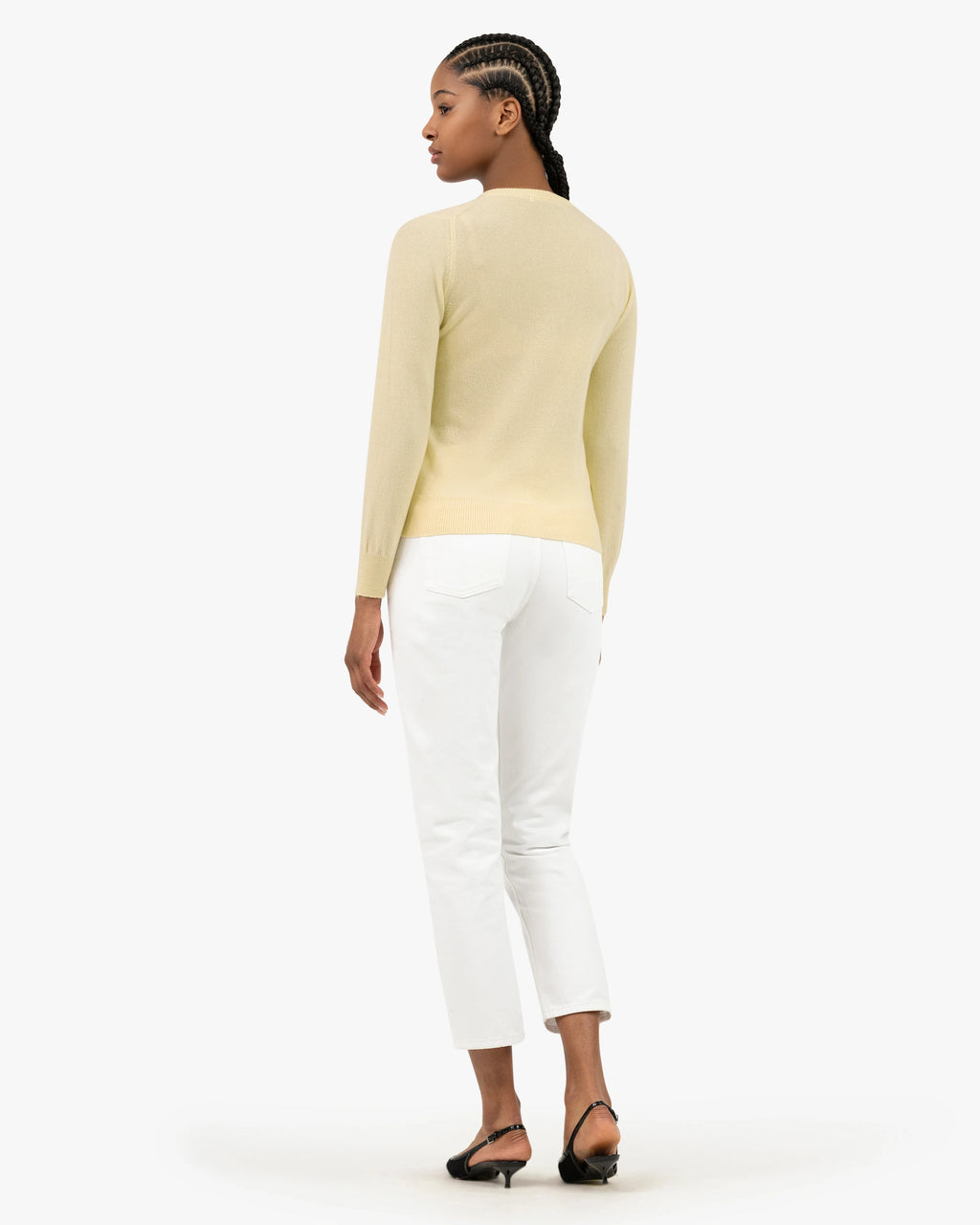 Essential Crew Neck Cardigan - Yellow Cashmere
