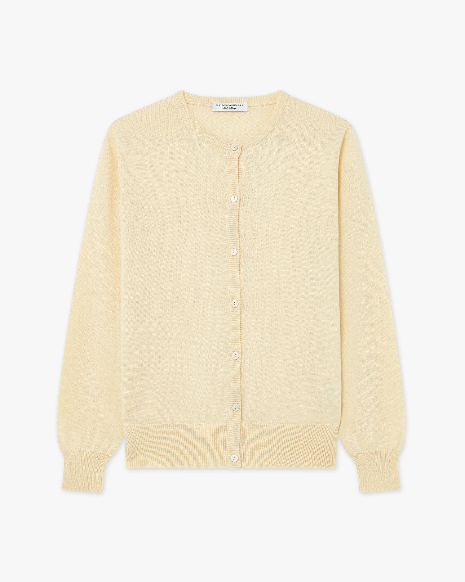 Essential Crew Neck Cardigan - Yellow Cashmere