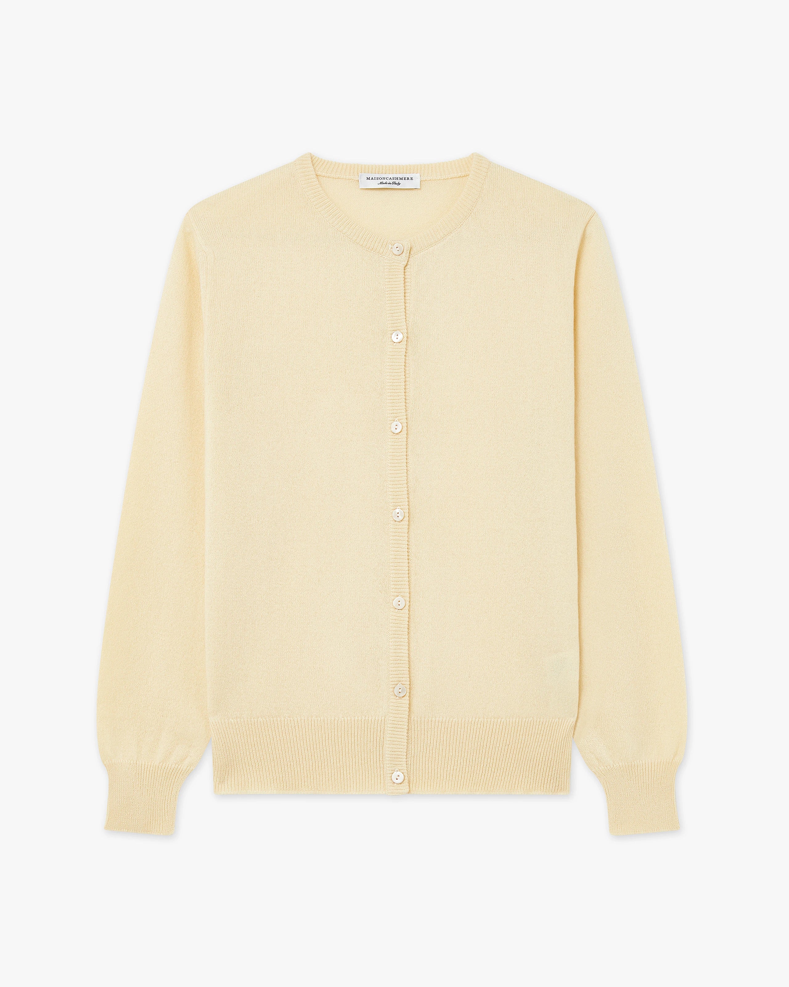 Essential Crew Neck Cardigan - Yellow Cashmere