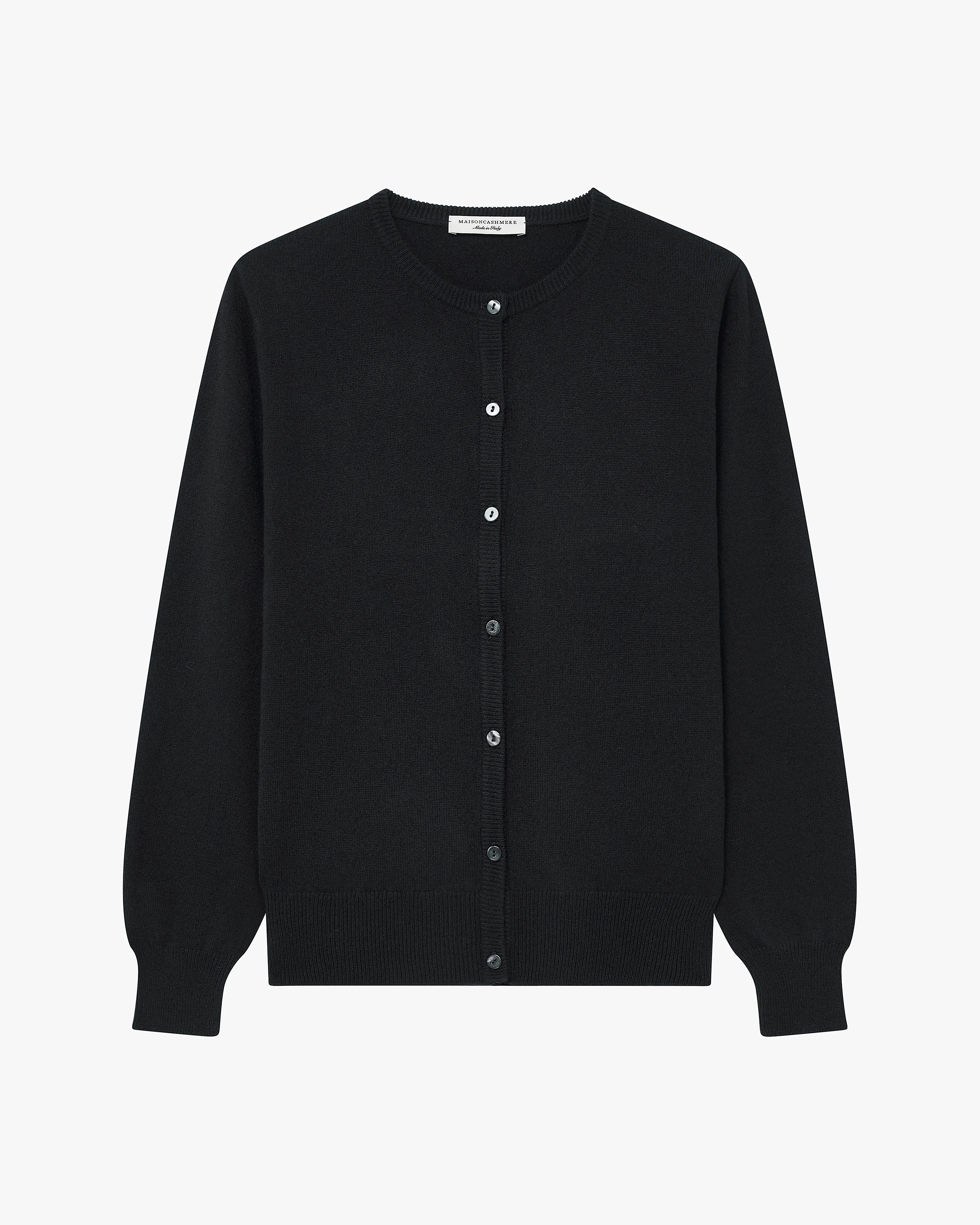 Essential Crew Neck Cardigan - Black Cashmere