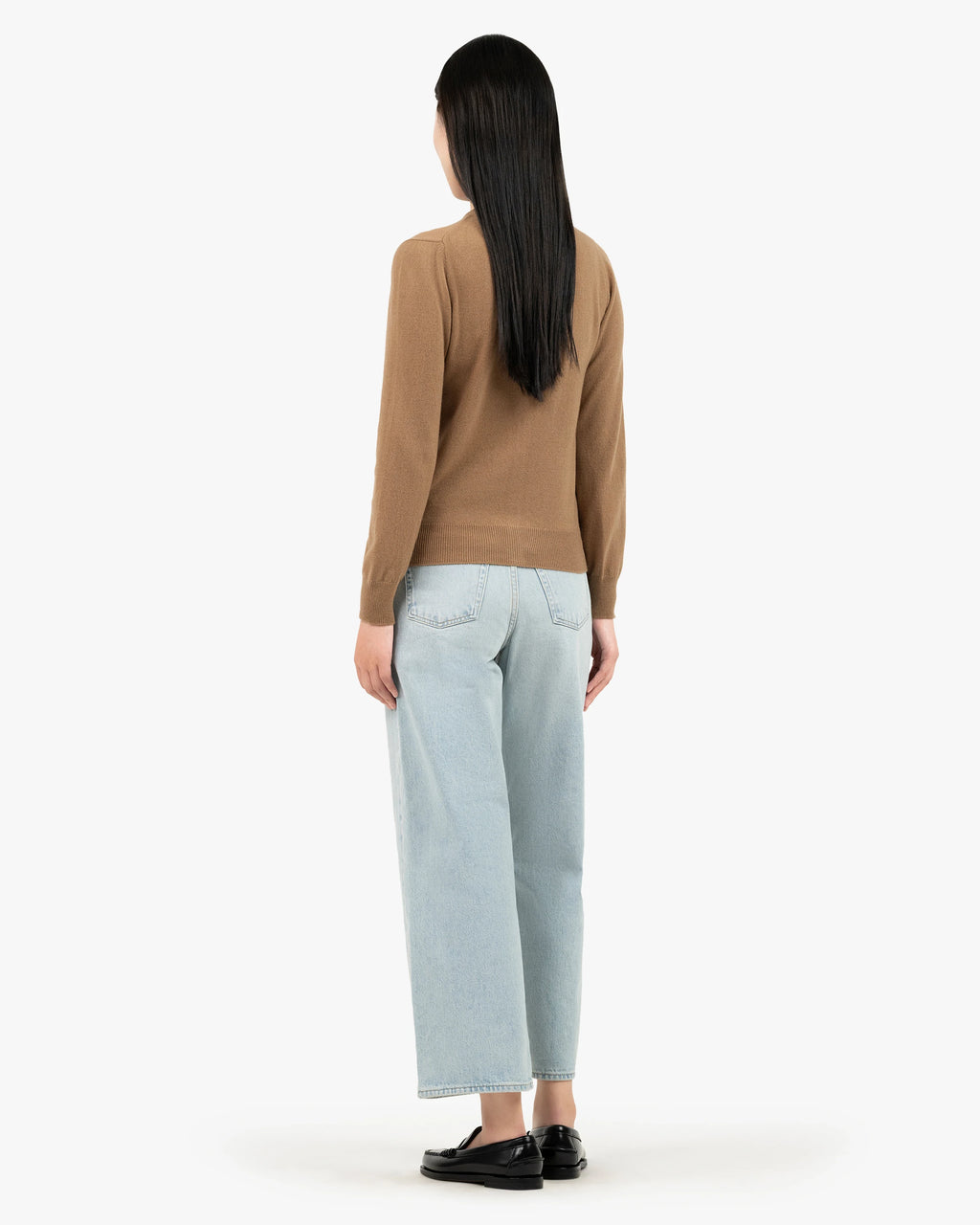 Essential Crew Neck Cardigan - Camel Cashmere