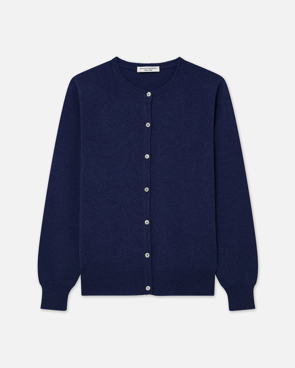 Essential Crew Neck Cardigan - Blue Cashmere