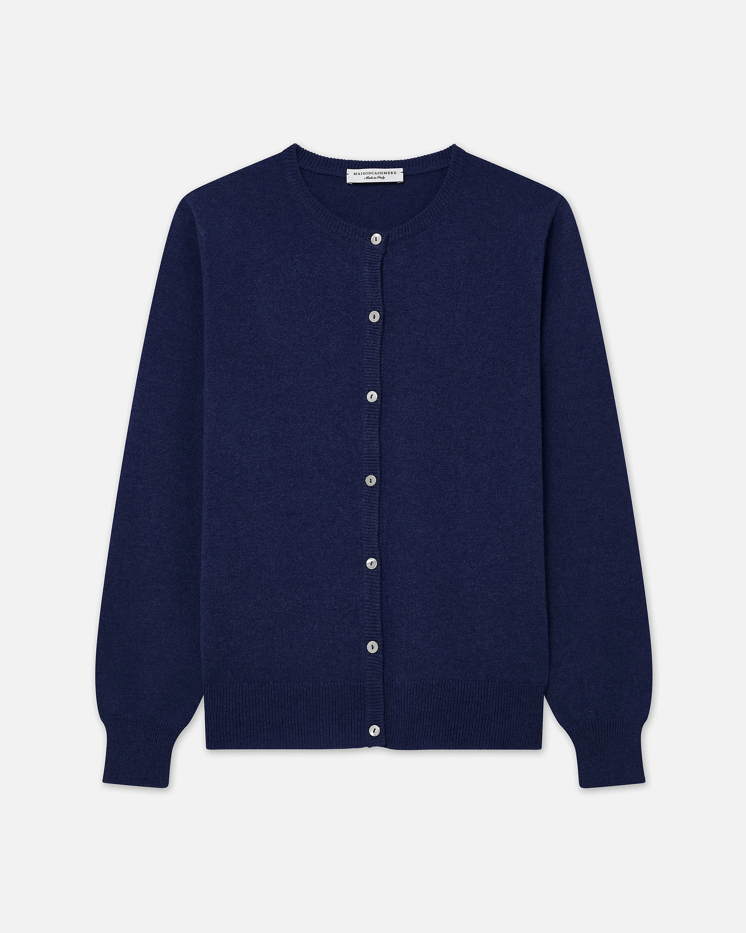 Essential Crew Neck Cardigan - Blue Cashmere