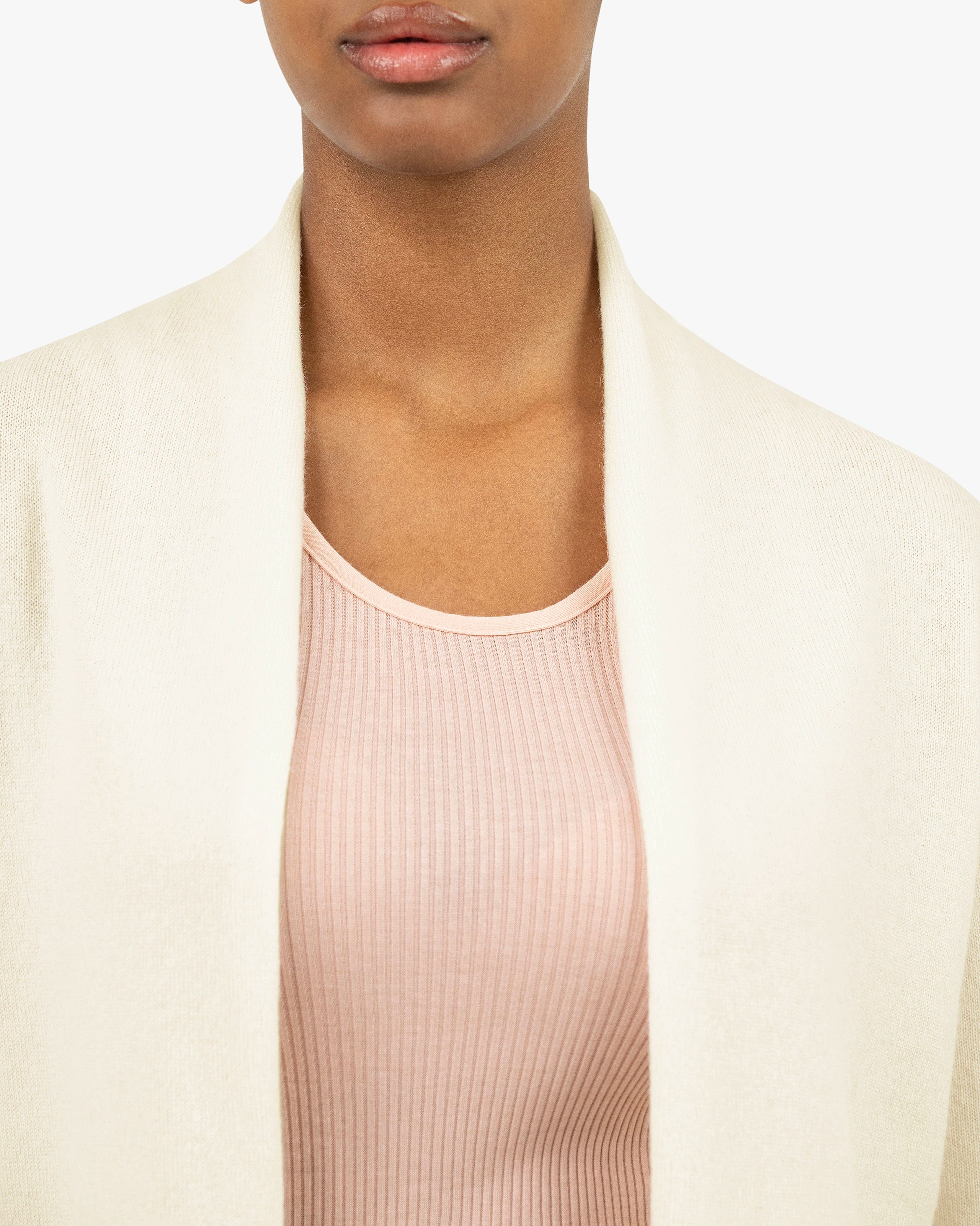 Essential Open Cardigan - White Cashmere