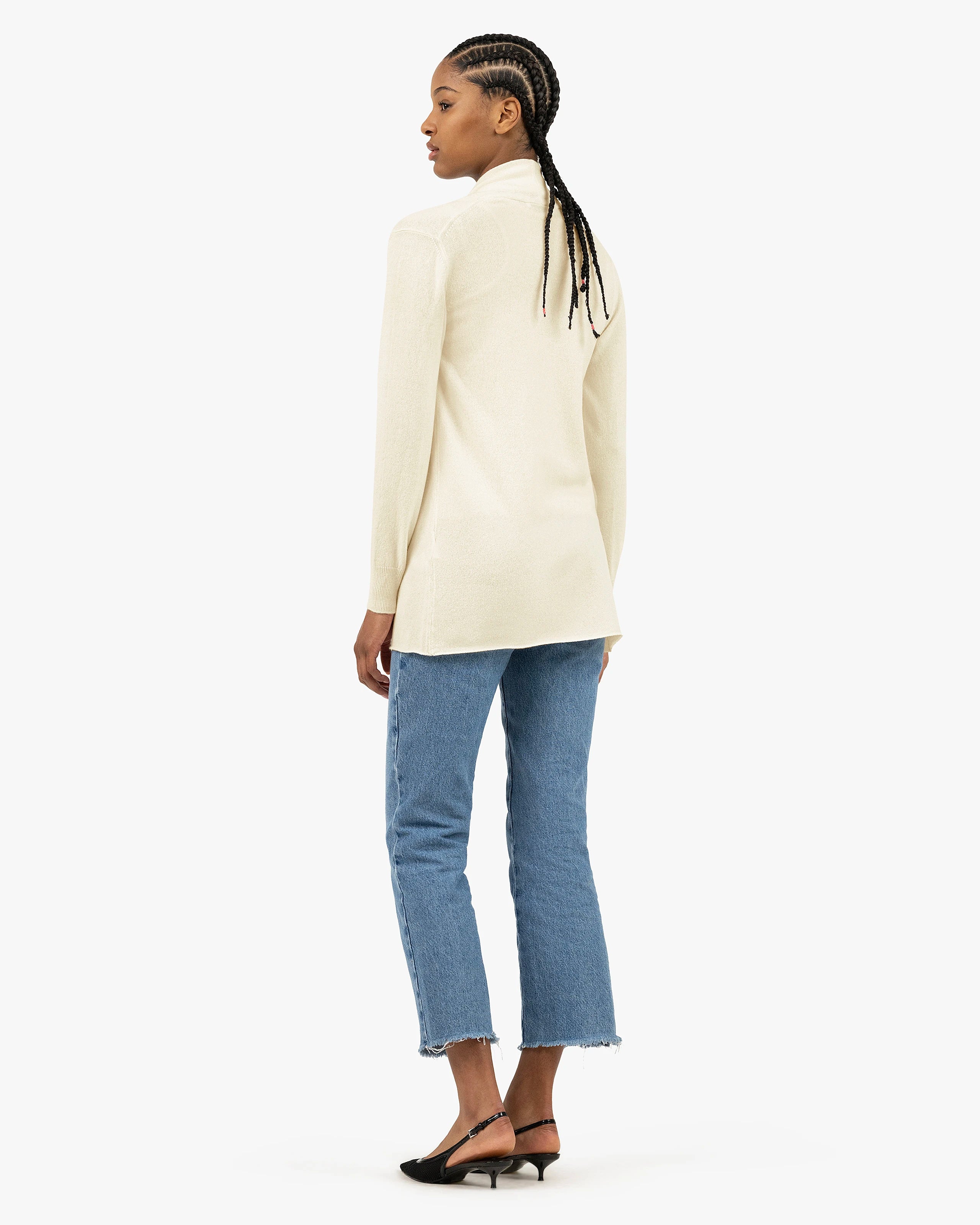 Essential Open Cardigan - White Cashmere