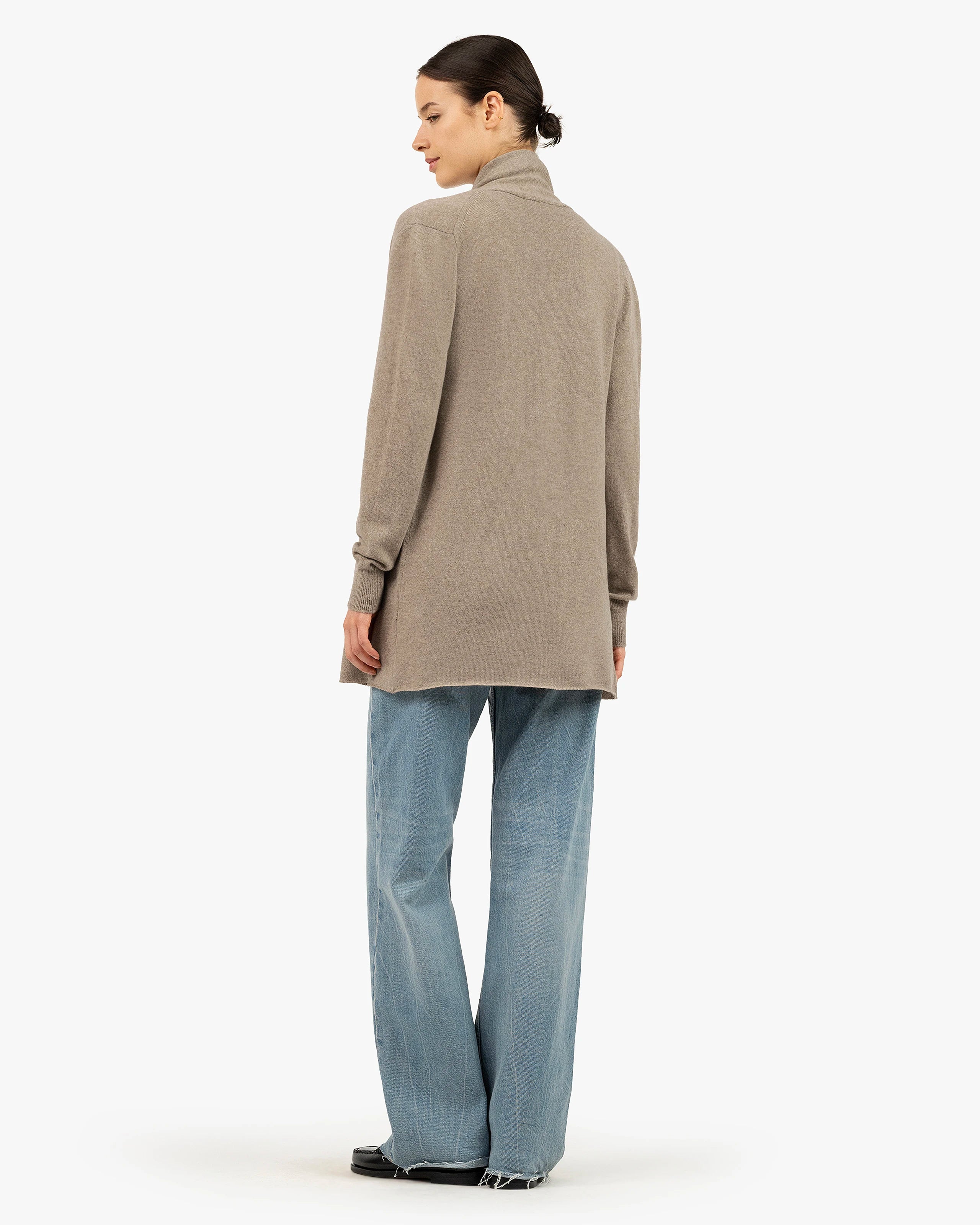 Essential Open Cardigan - Taupe Cashmere