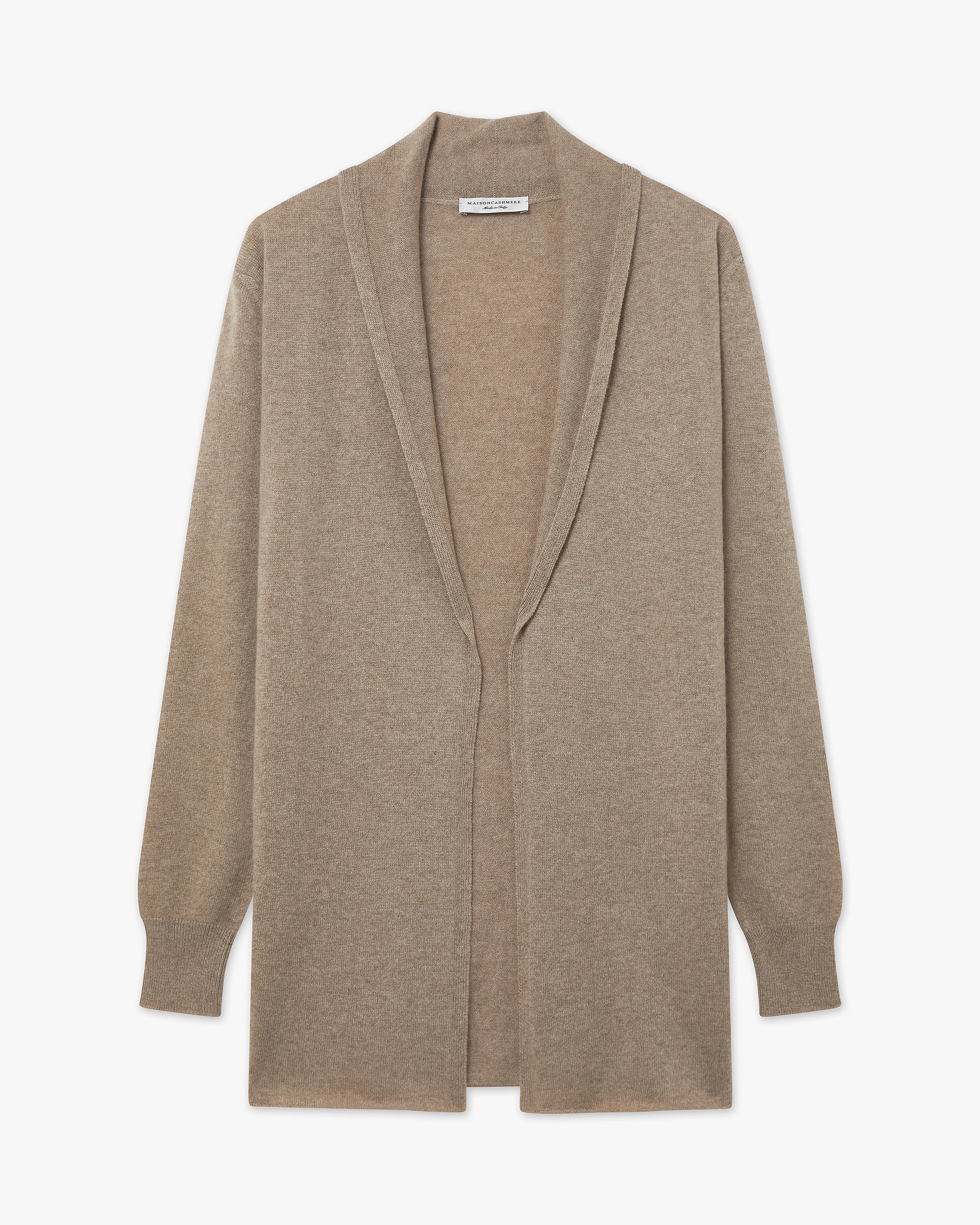 Women's Essential Cashmere Open Cardigan - Taupe | MaisonCashmere