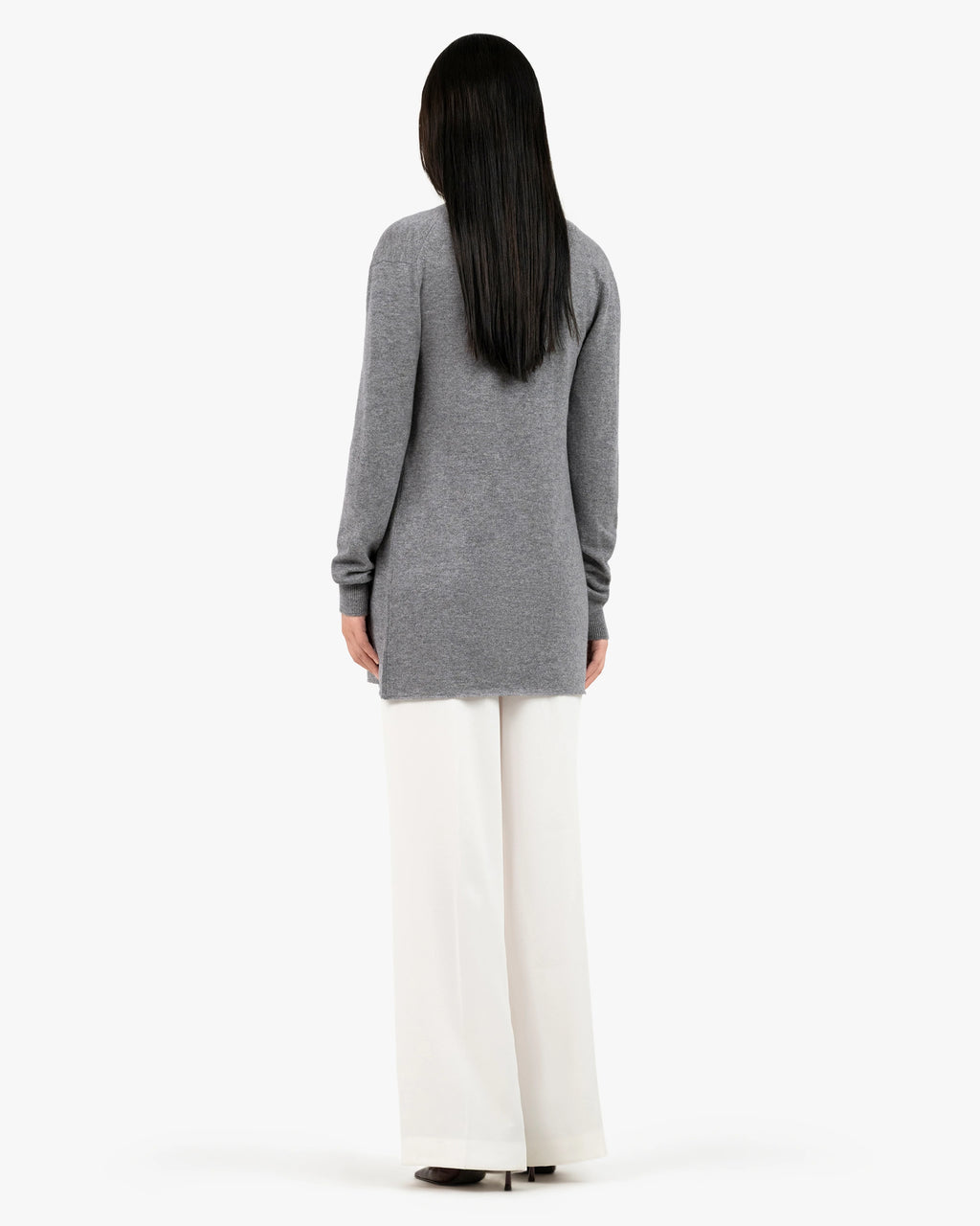 Essential Open Cardigan - Medium Grey Cashmere