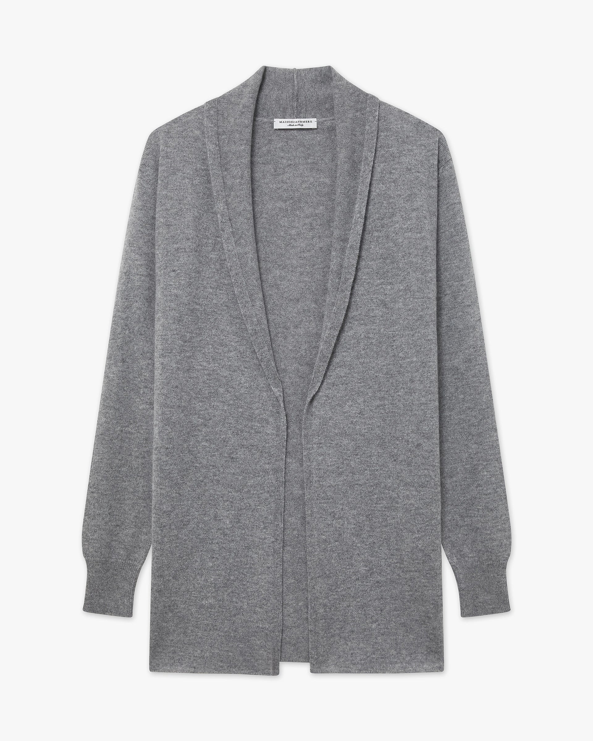 Women's Essential Cashmere Open Cardigan - Medium Grey
