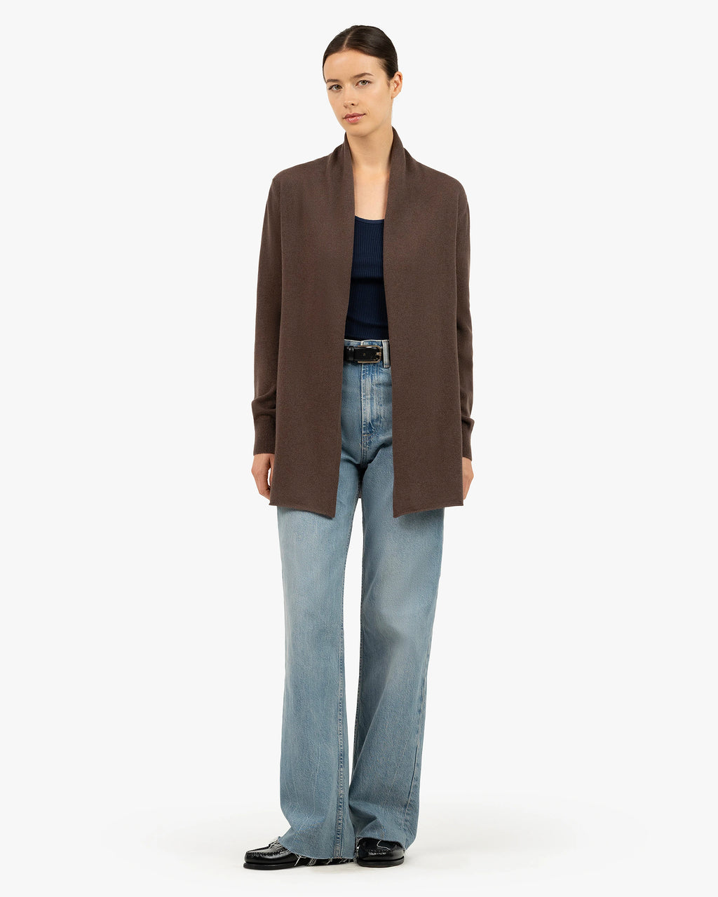 Essential Open Cardigan - Brown Cashmere