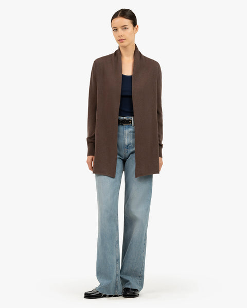 Essential Open Cardigan - Brown Cashmere