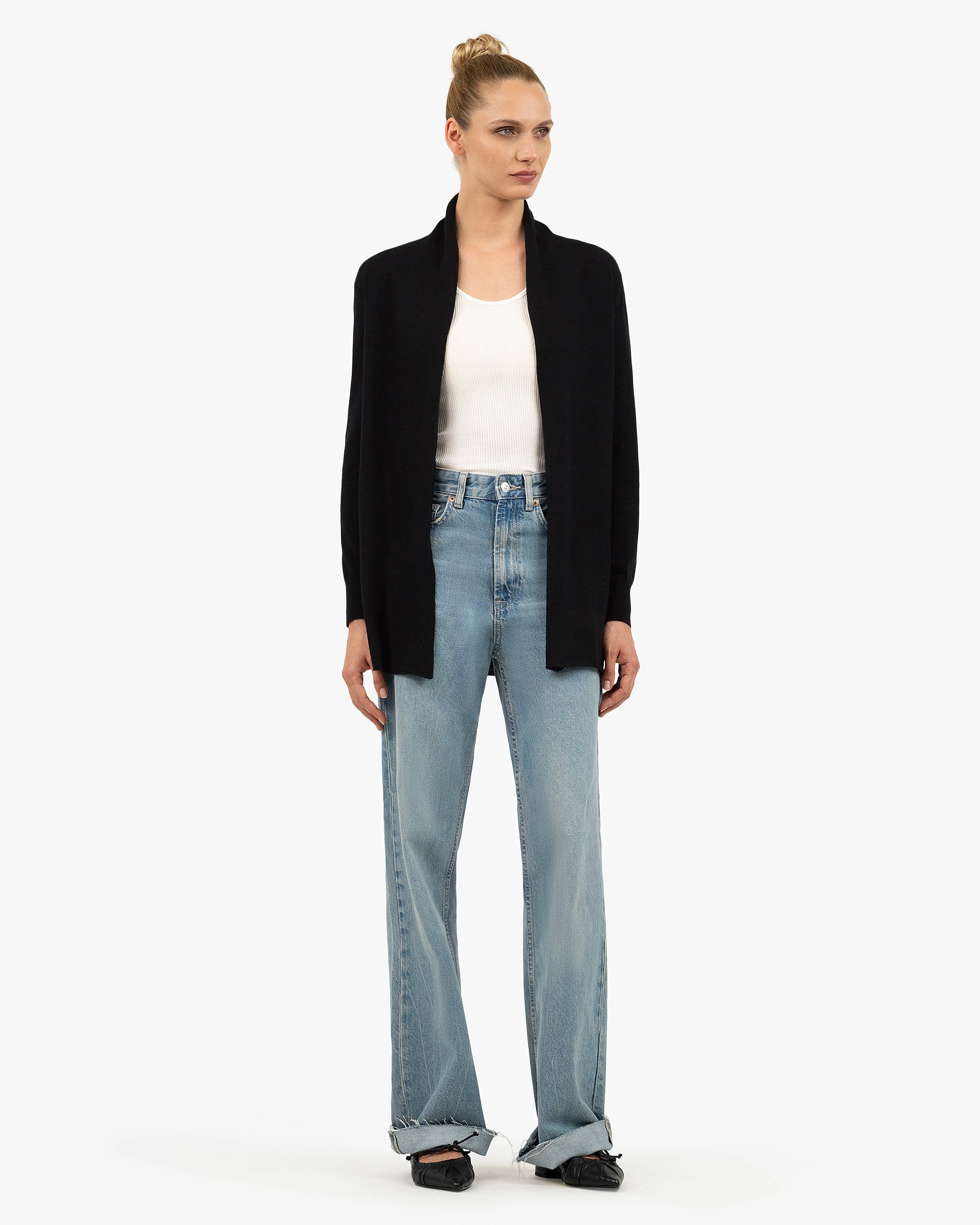 Essential Open Cardigan - Black Cashmere