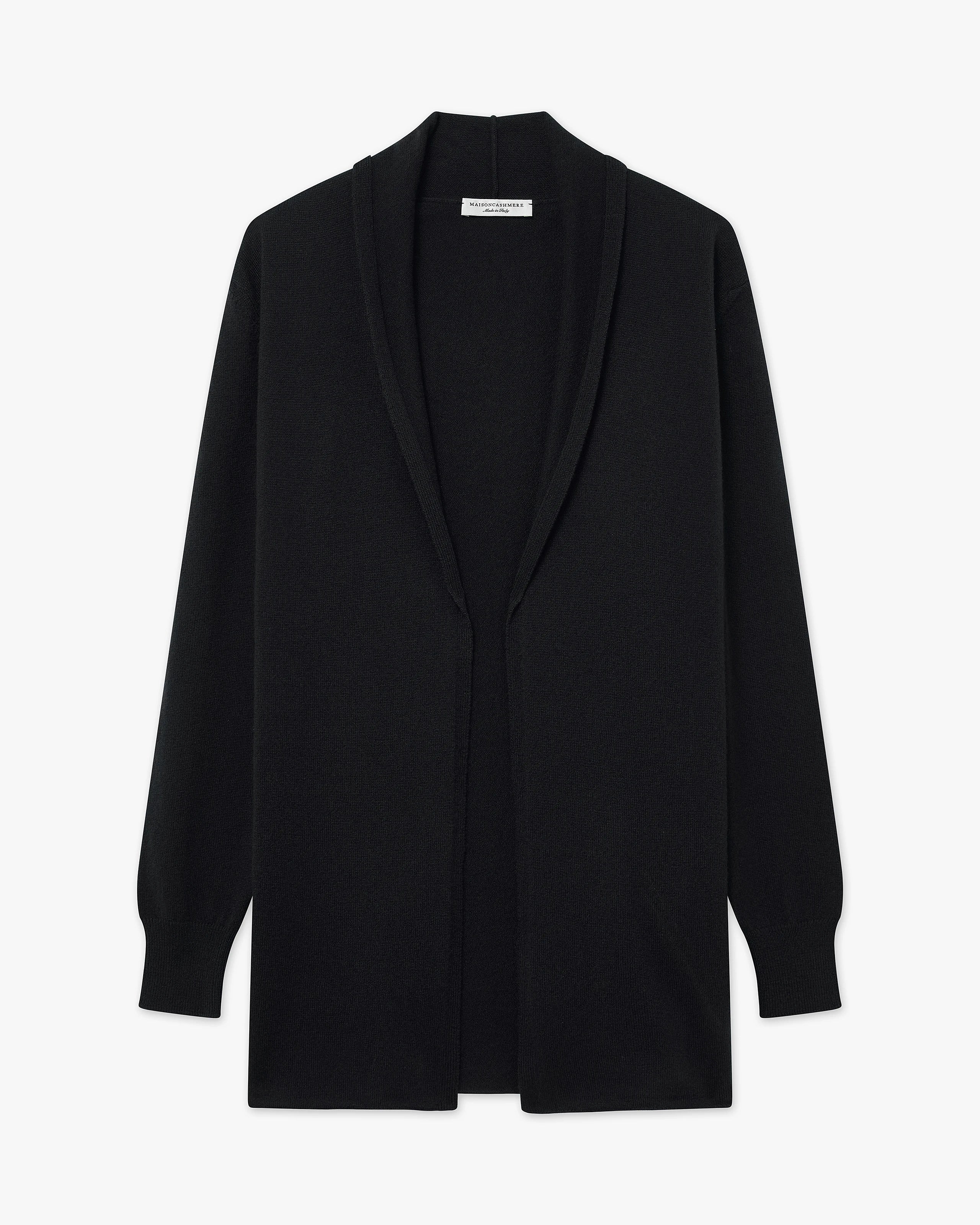 Essential Open Cardigan - Black Cashmere