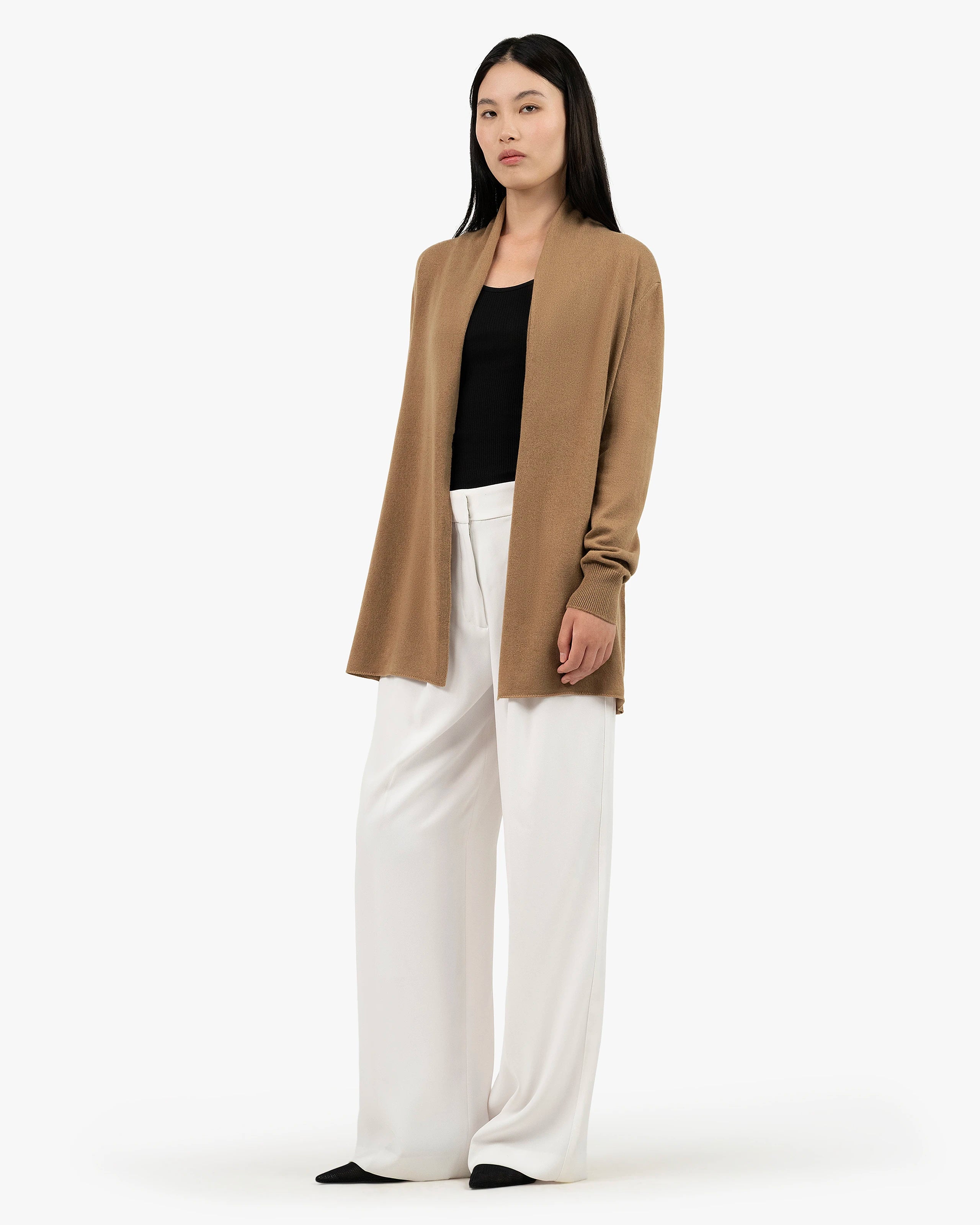 Essential Open Cardigan - Camel Cashmere
