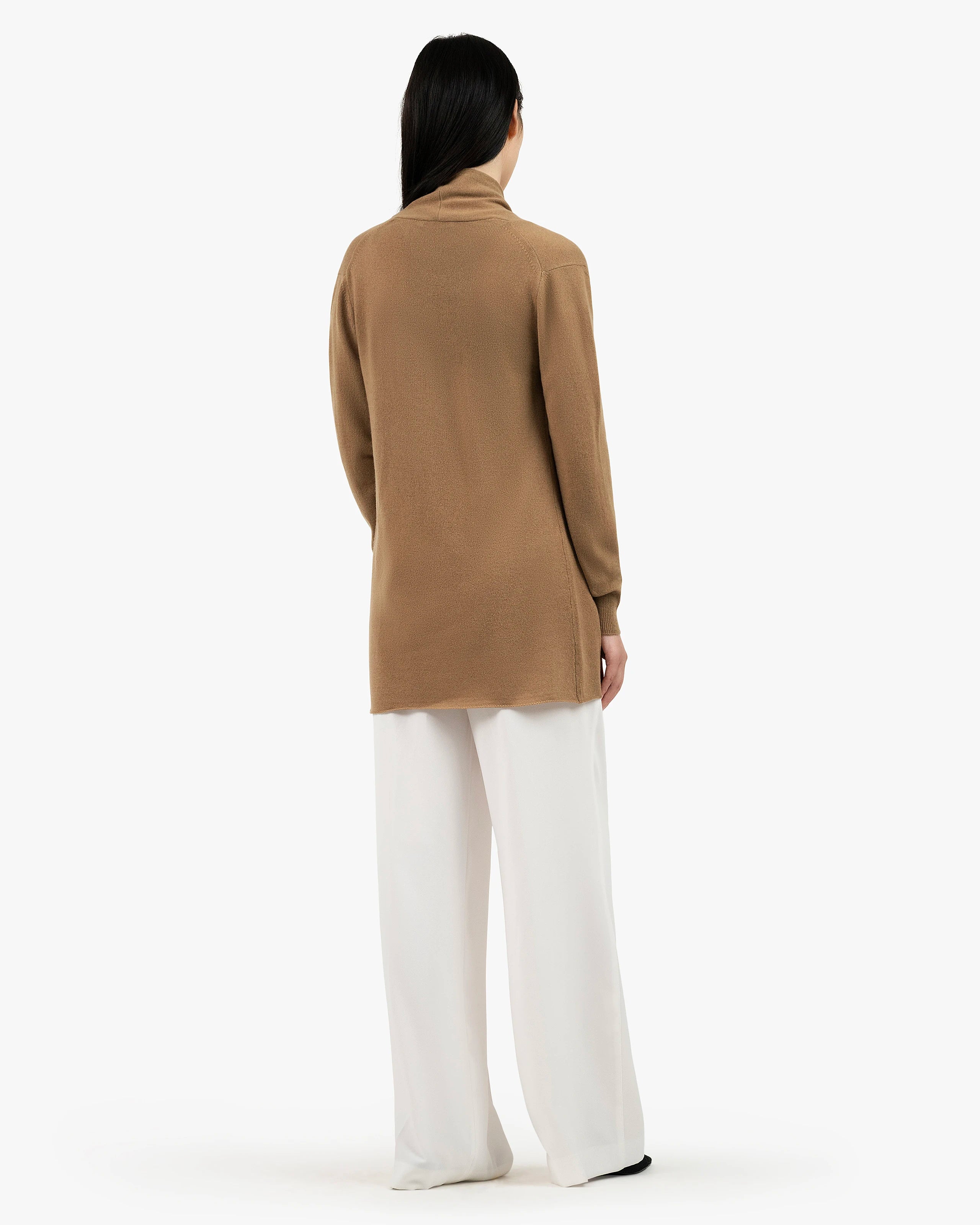 Essential Open Cardigan - Camel Cashmere