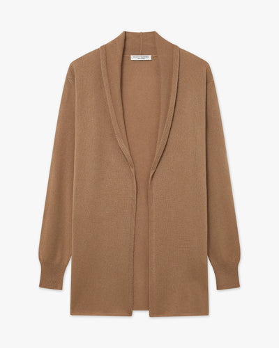 Essential Open Cardigan - Camel Cashmere