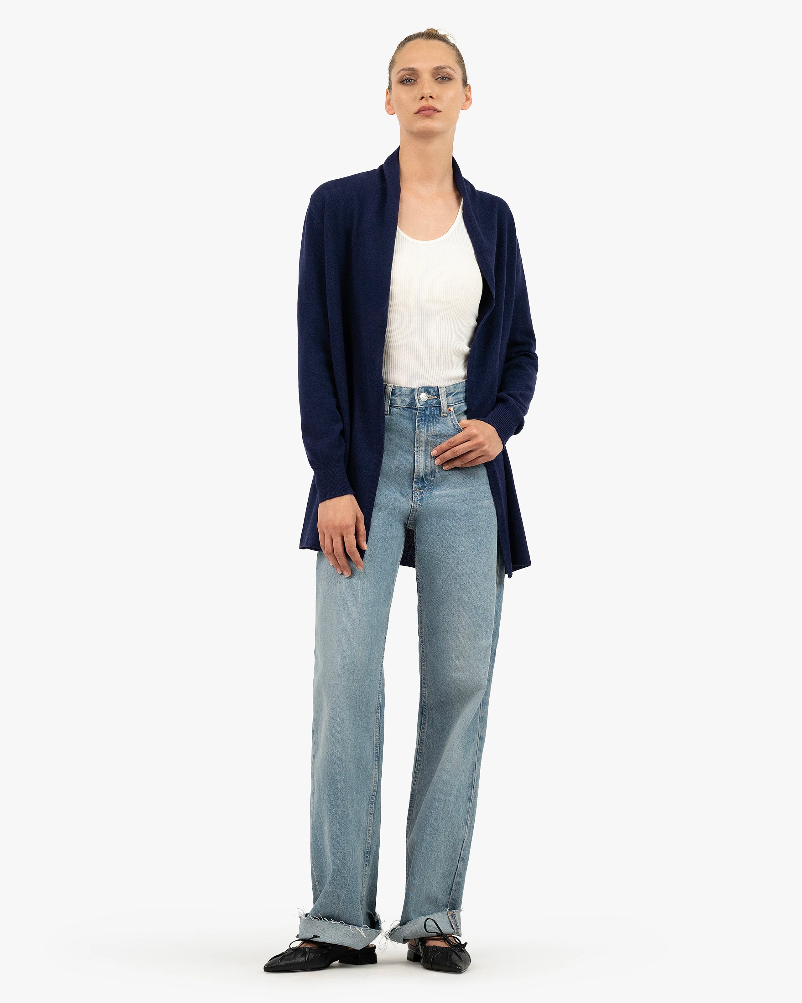 Essential Open Cardigan - Blue Cashmere