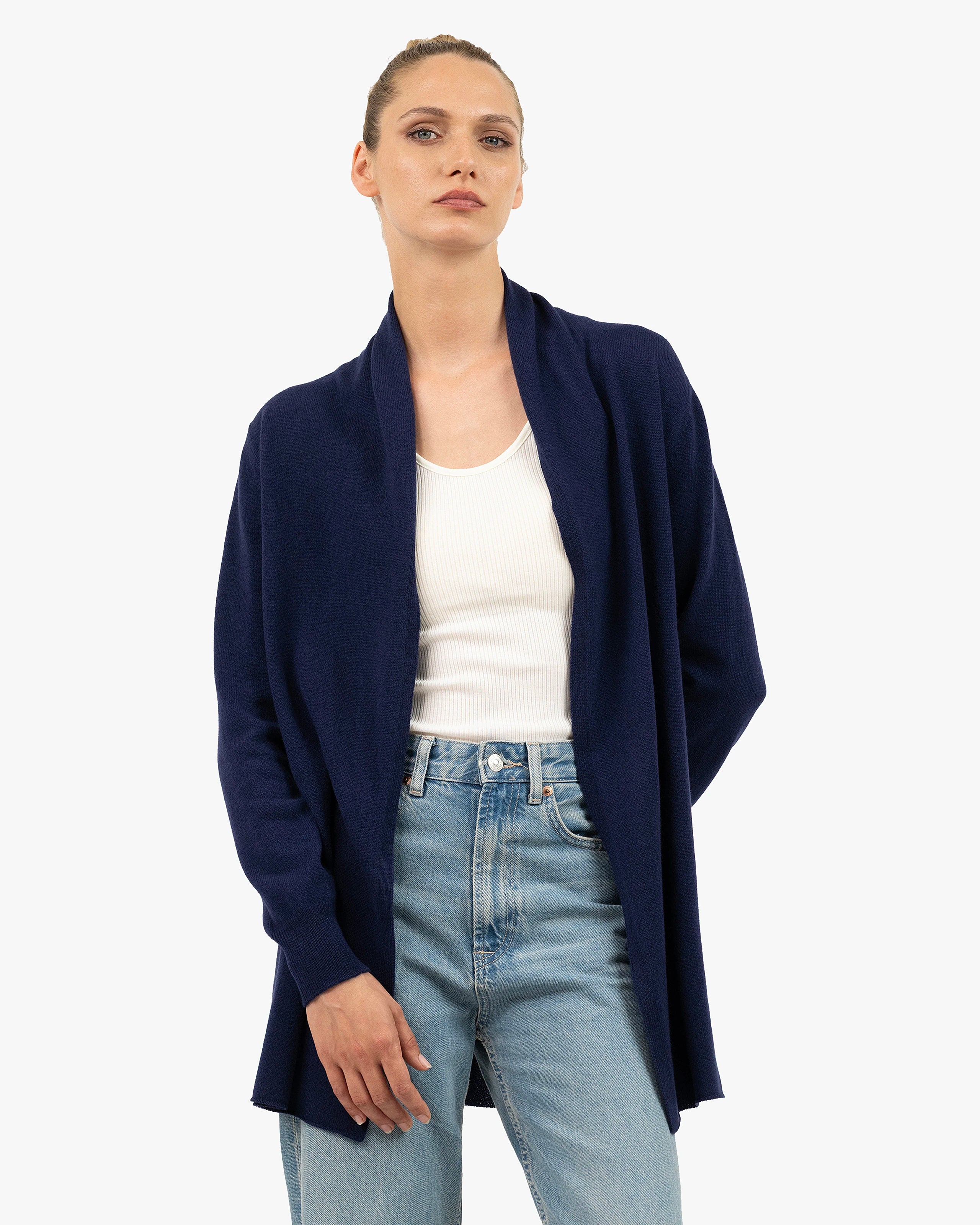 Essential Open Cardigan - Blue Cashmere