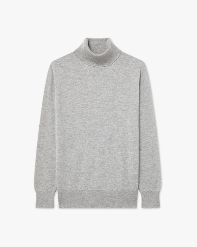Women's Essential Turtleneck Sweater - Light Grey Cashmere