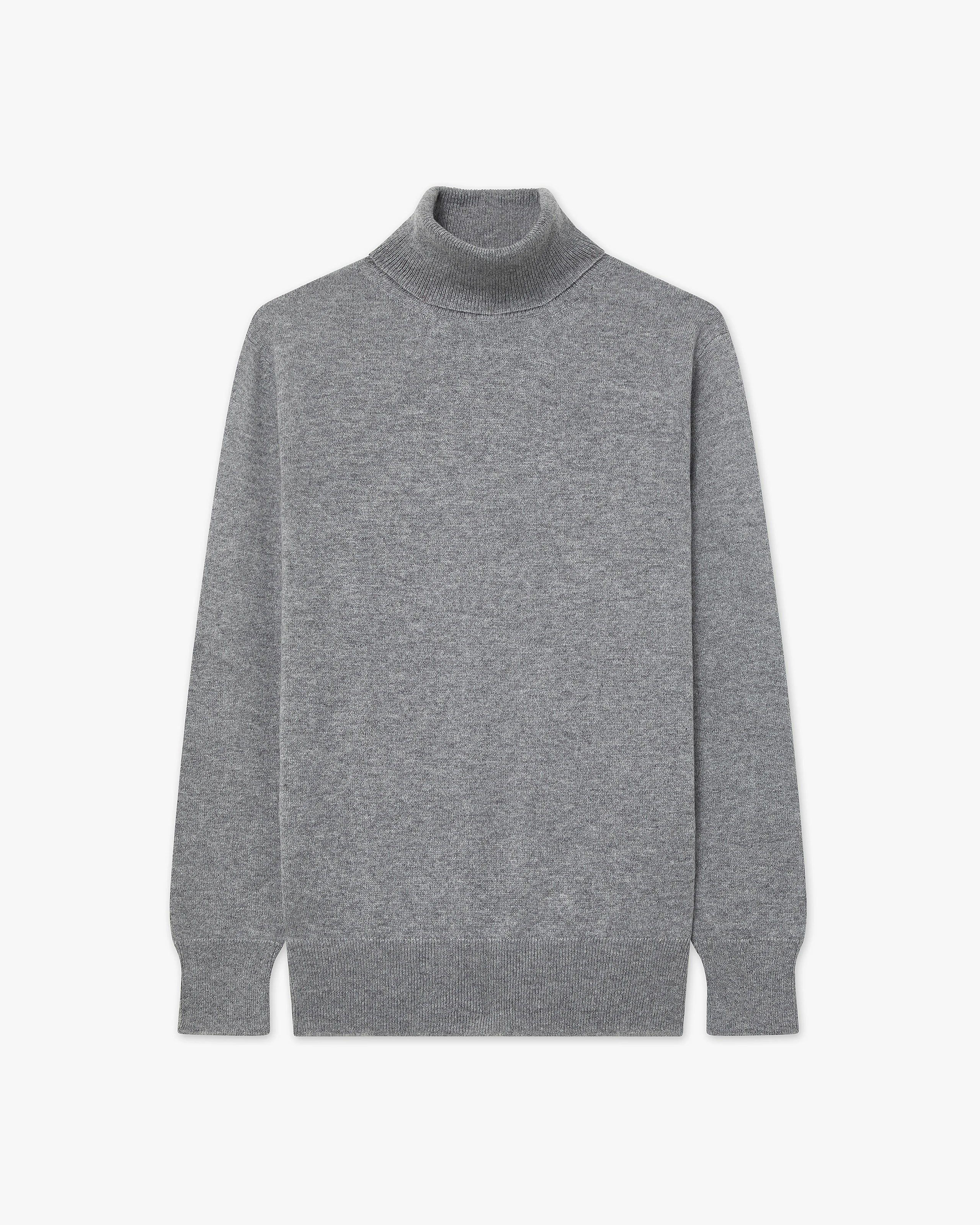 Women's Essential Turtleneck Sweater - Medium Grey Cashmere