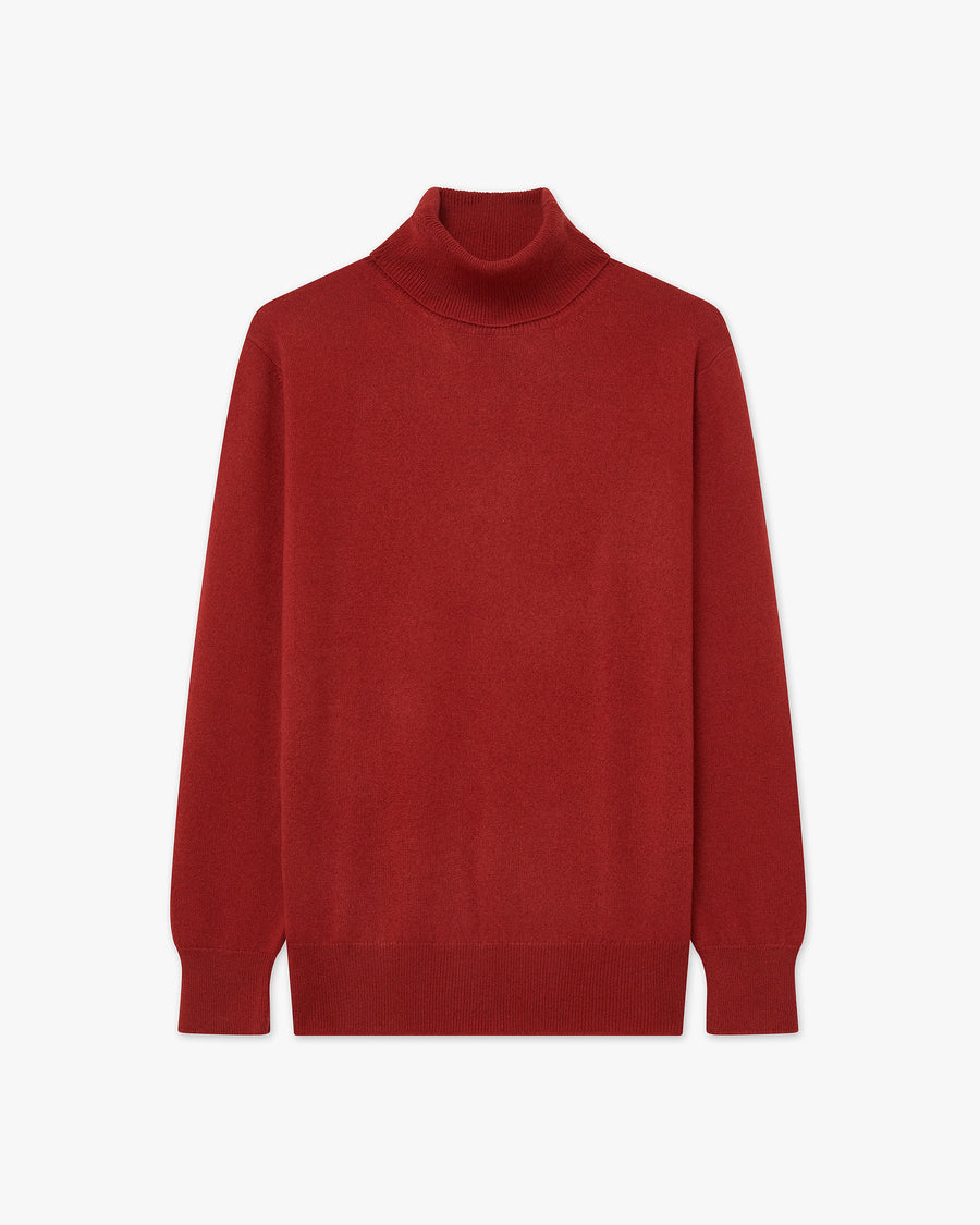Women's Essential Turtleneck Sweater - Red Cashmere