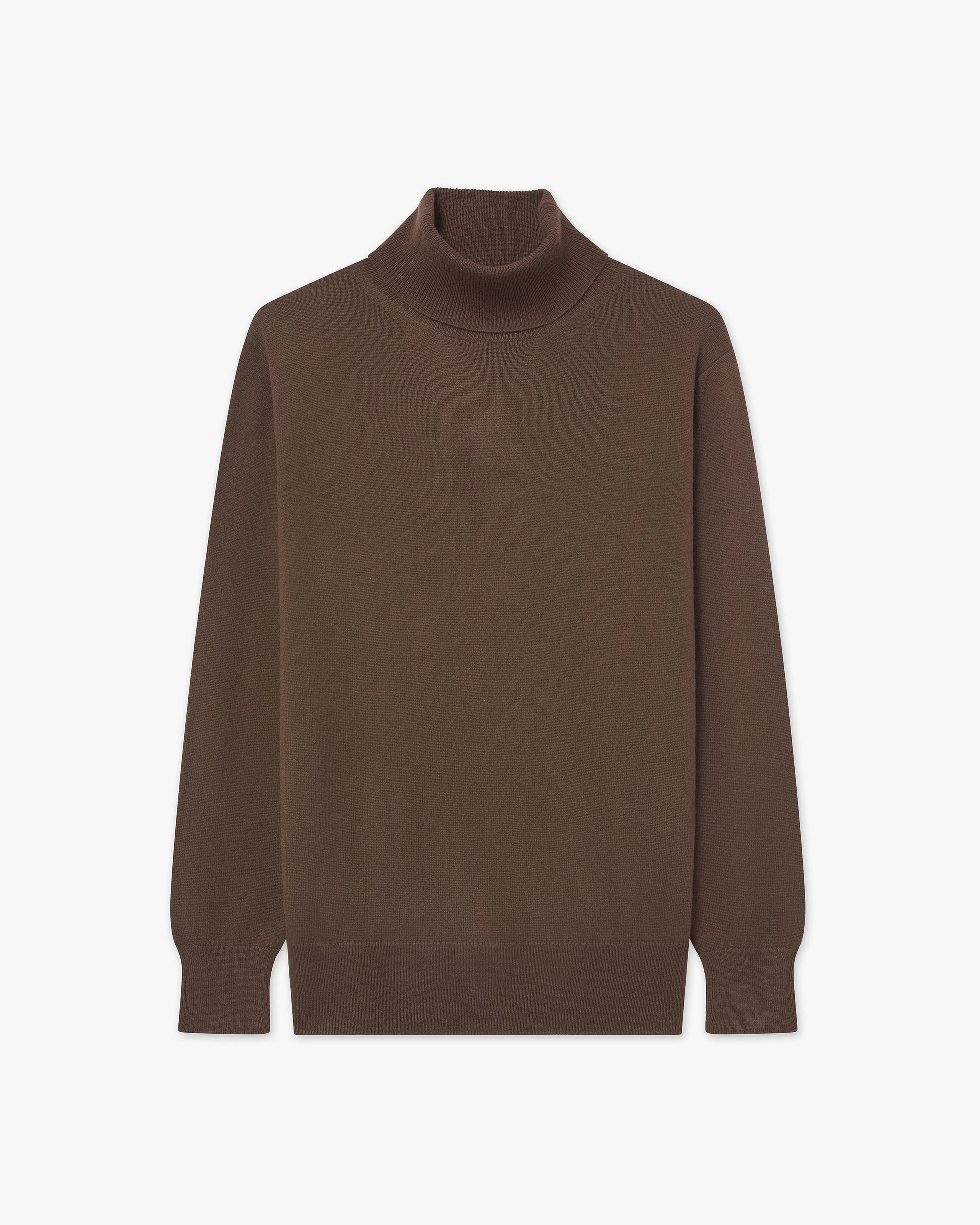 Women's Essential Turtleneck Sweater - Brown Cashmere