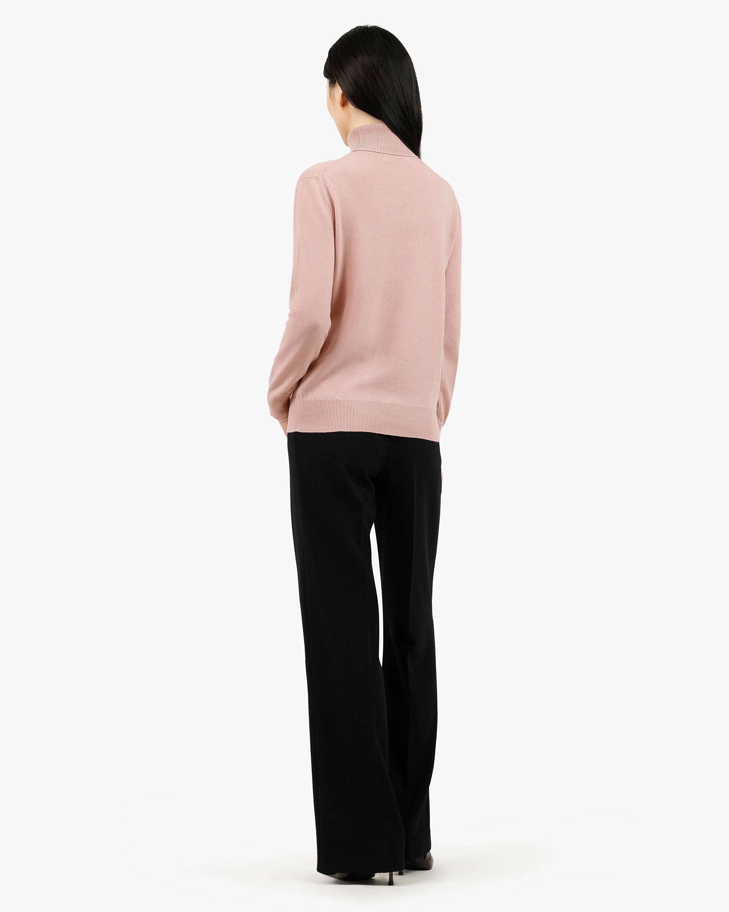 Women's Essential Turtleneck Sweater - Rose Cashmere