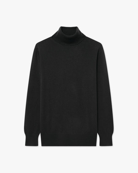 Women's Essential Turtleneck Sweater - Black Cashmere