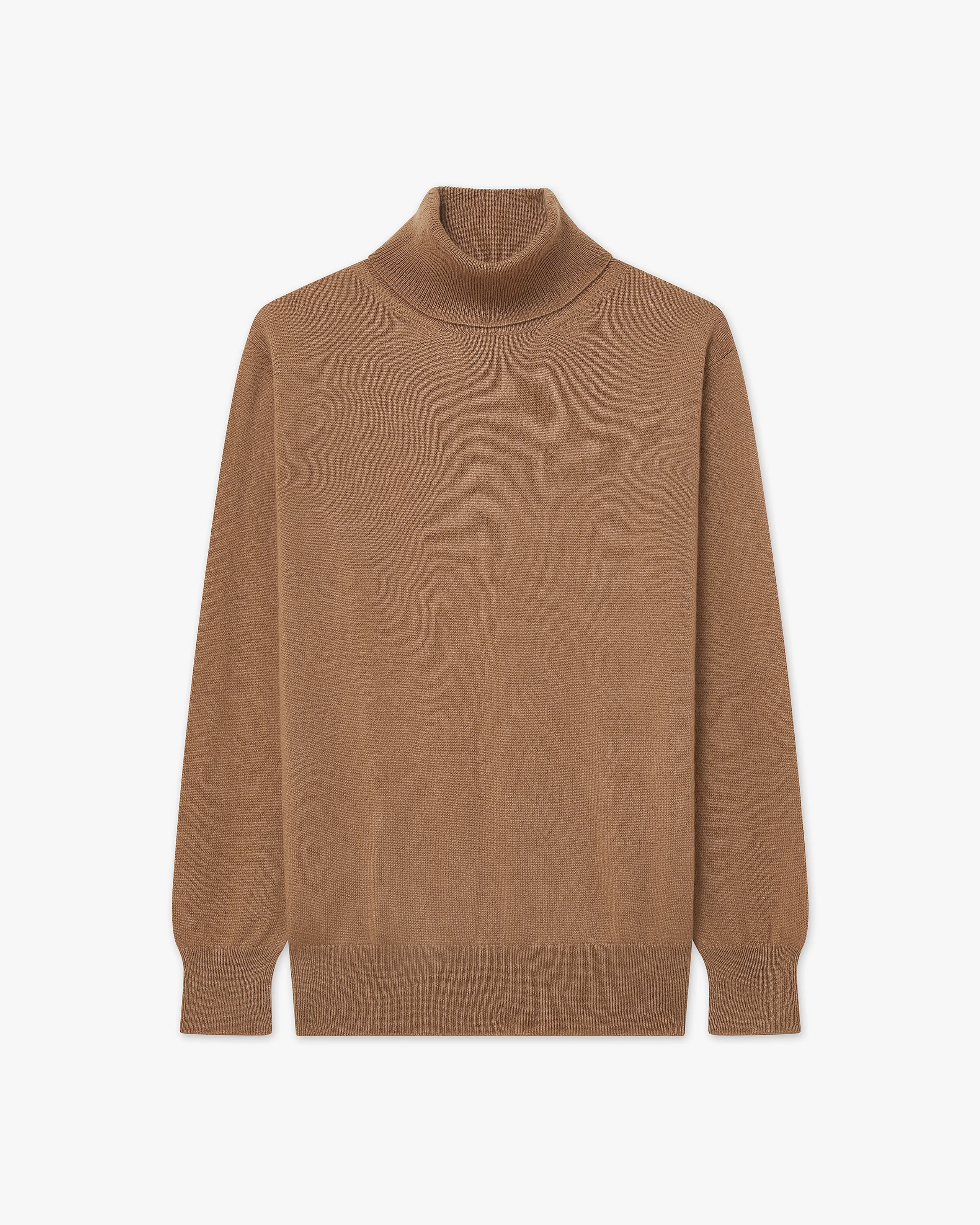 Women's Essential Turtleneck Sweater - Camel Cashmere