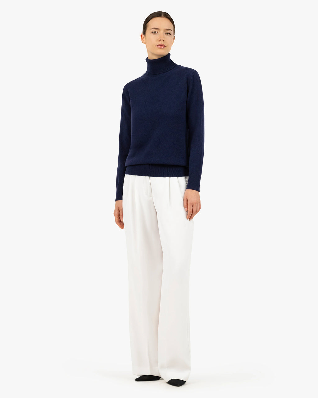 Women's Essential Turtleneck Sweater - Blue Cashmere