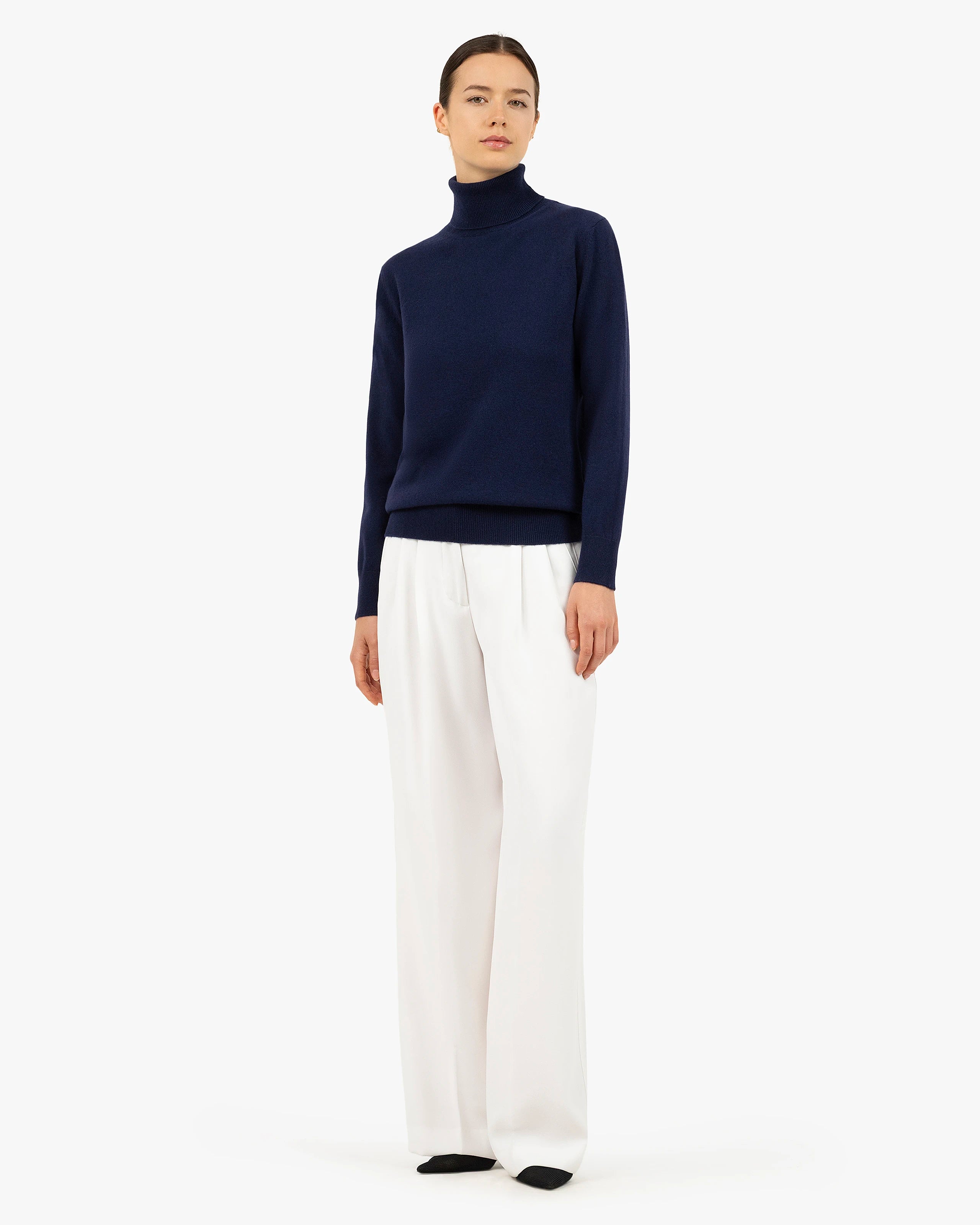 Women's Essential Turtleneck Sweater - Blue Cashmere