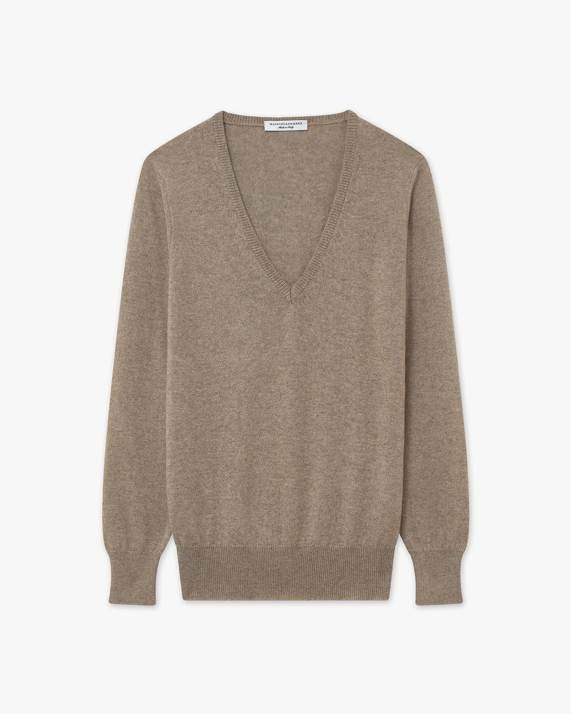 Women's Essential Cashmere V-Neck Sweater - Taupe | MaisonCashmere
