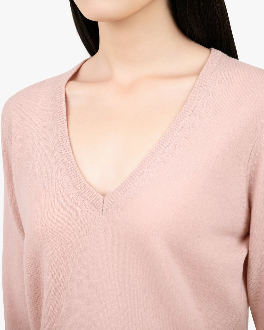 Women's Essential V-Neck Sweater - Rose Cashmere