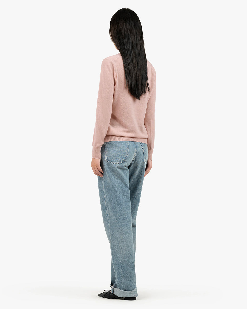 Women's Essential V-Neck Sweater - Rose Cashmere