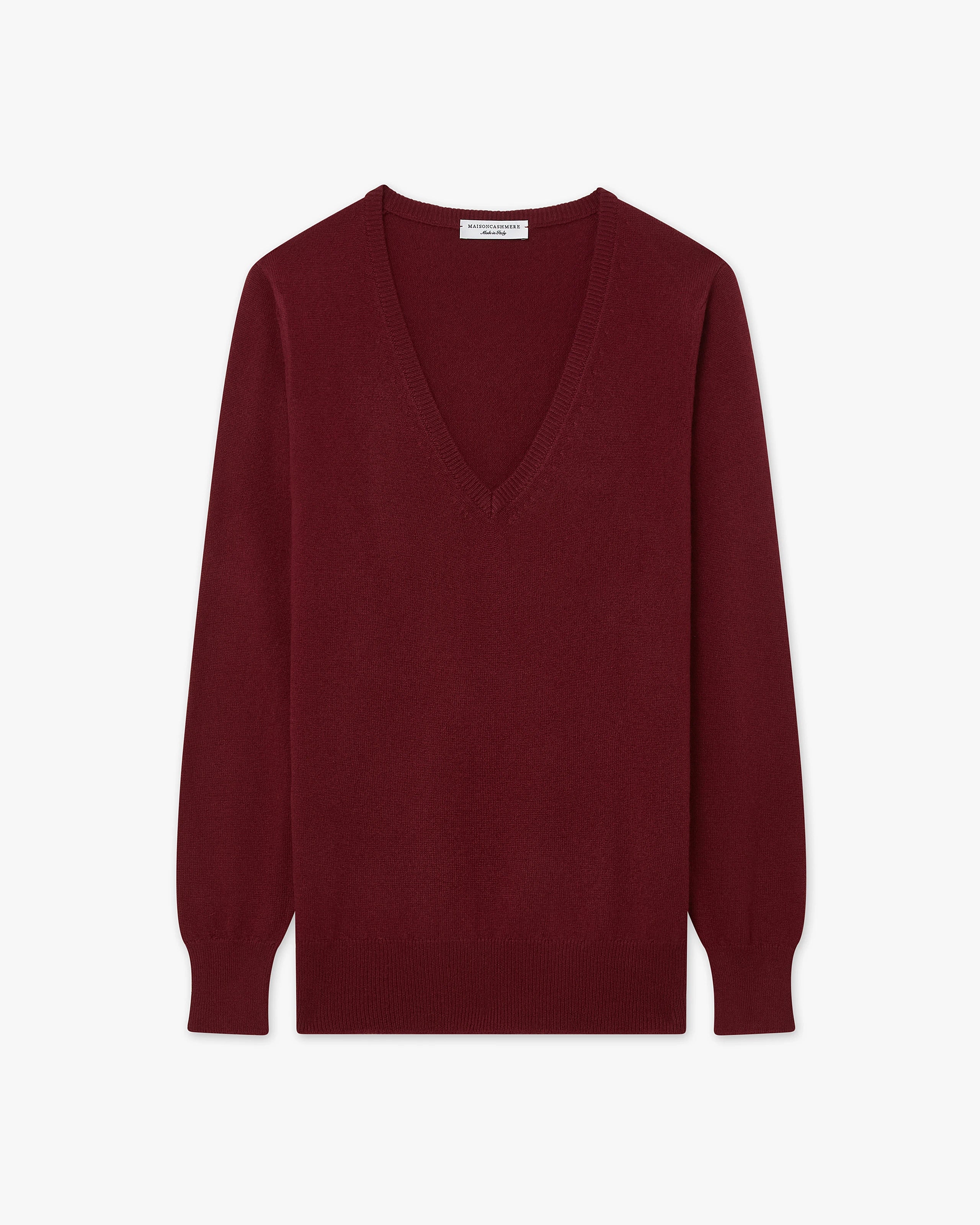 Women's Essential V-Neck Sweater - Bordeaux Cashmere