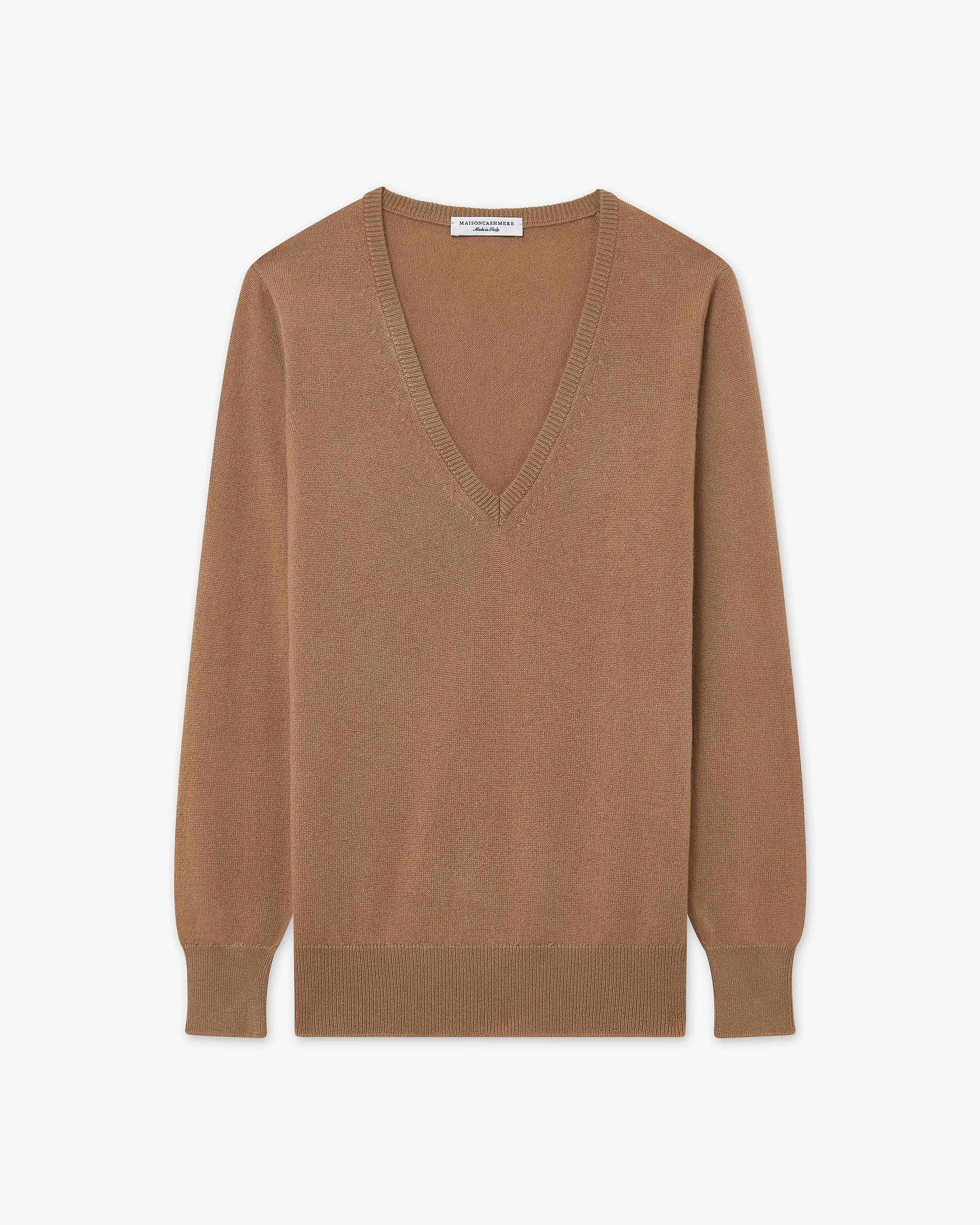 Women's Essential V-Neck Sweater - Camel Cashmere