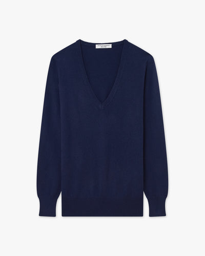 Women's Essential V-Neck Sweater - Blue Cashmere