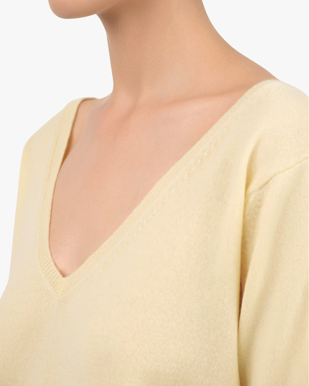 Essential Wide V-Neck Sweater - Yellow Cashmere