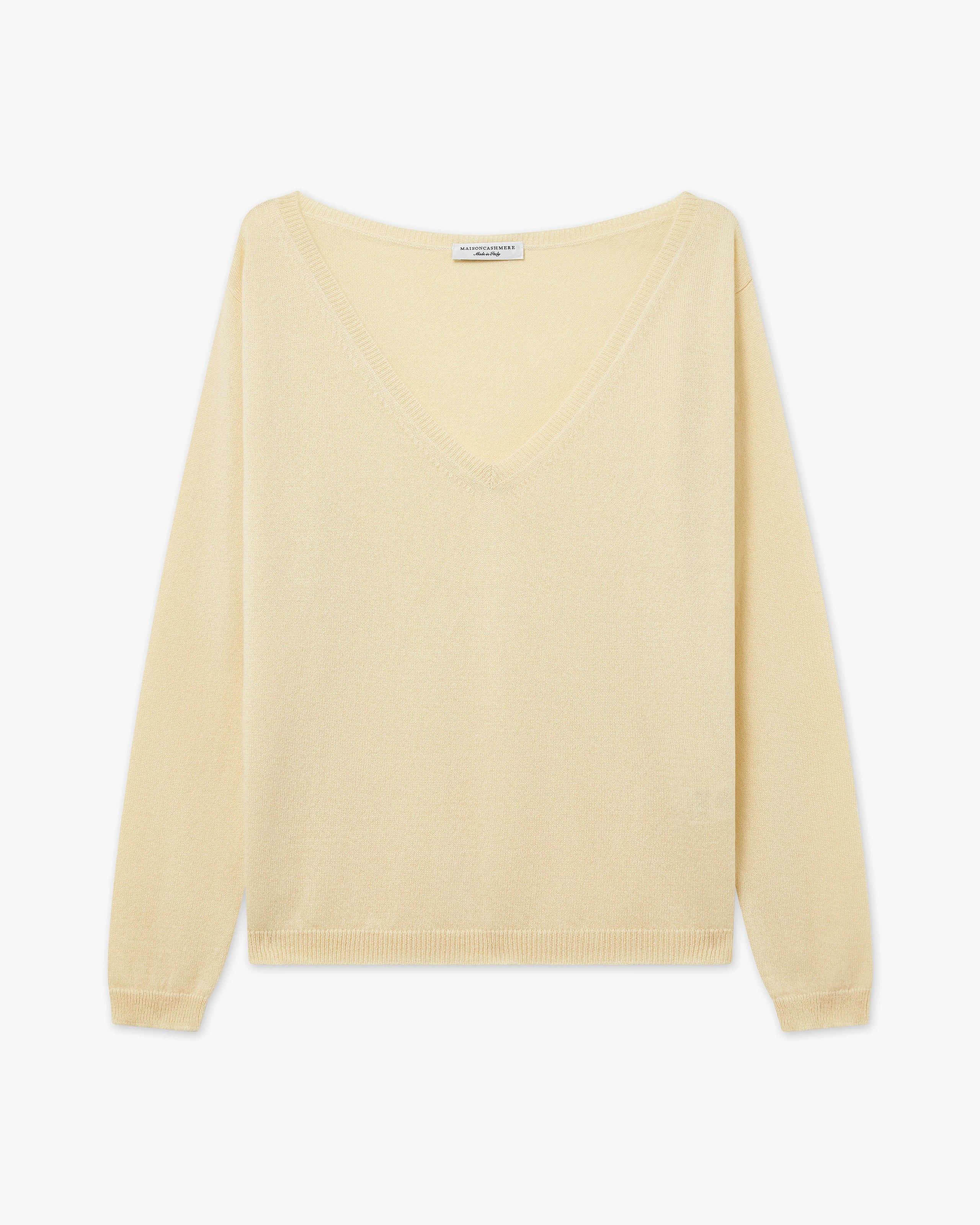Essential Wide V-Neck Sweater - Yellow Cashmere